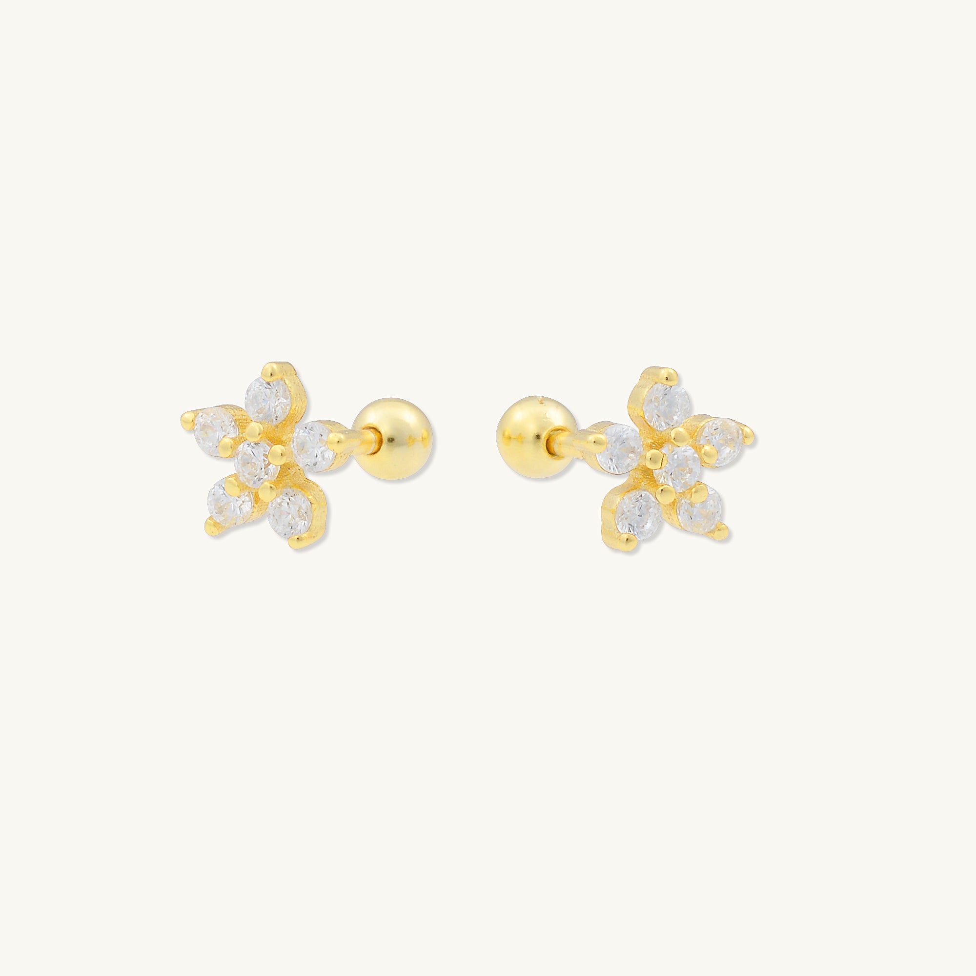 Flower Sapphire Barbell Stud Cartilage Earrings