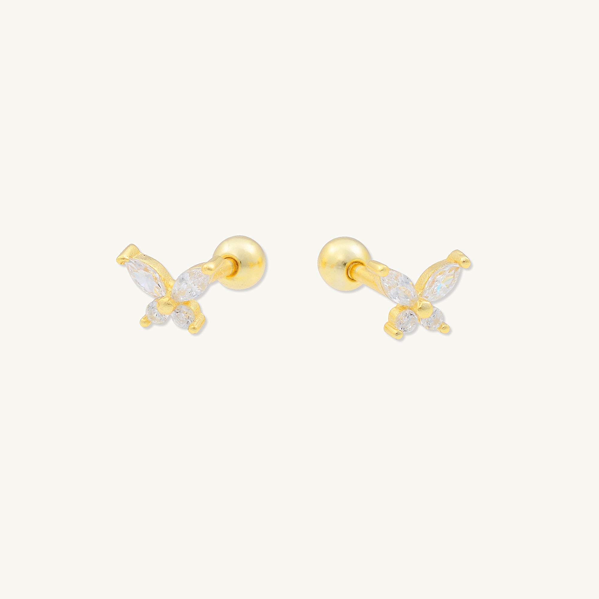 Butterfly Sapphire Barbell Stud Cartilage Earrings