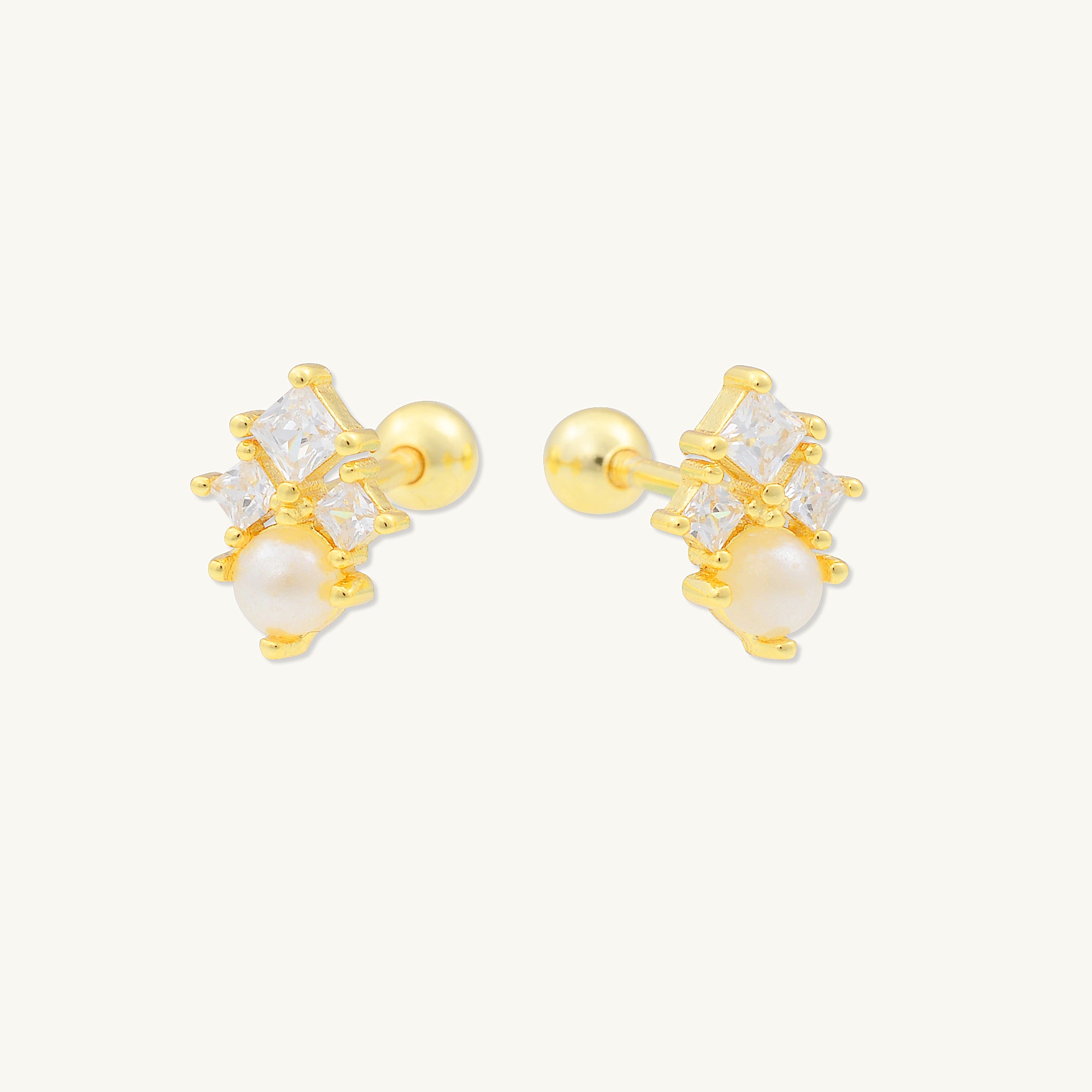 Lotus Pearl Barbell Stud Cartilage Earrings