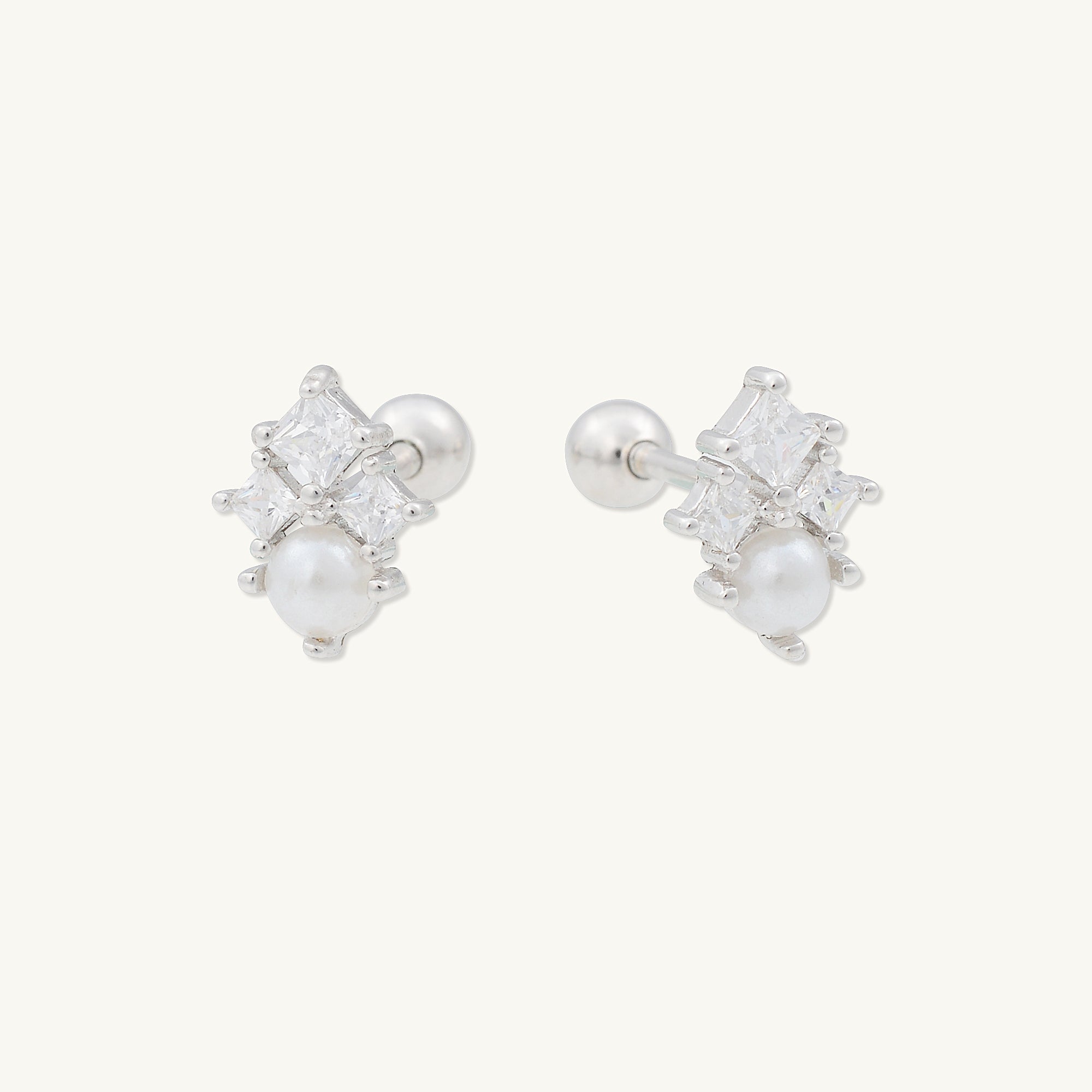 Lotus Pearl Barbell Stud Cartilage Earrings