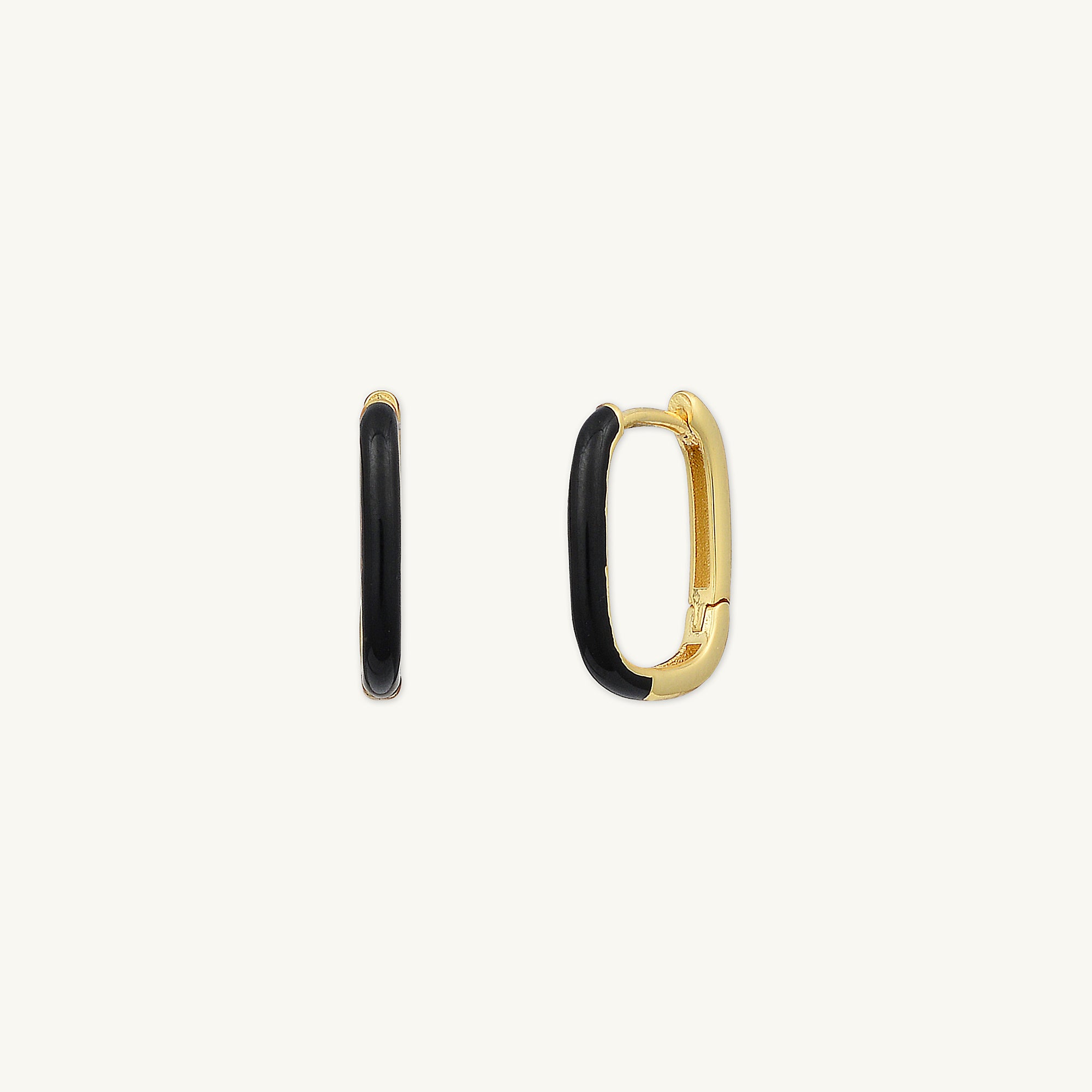 Black Lacquered Huggie Earrings