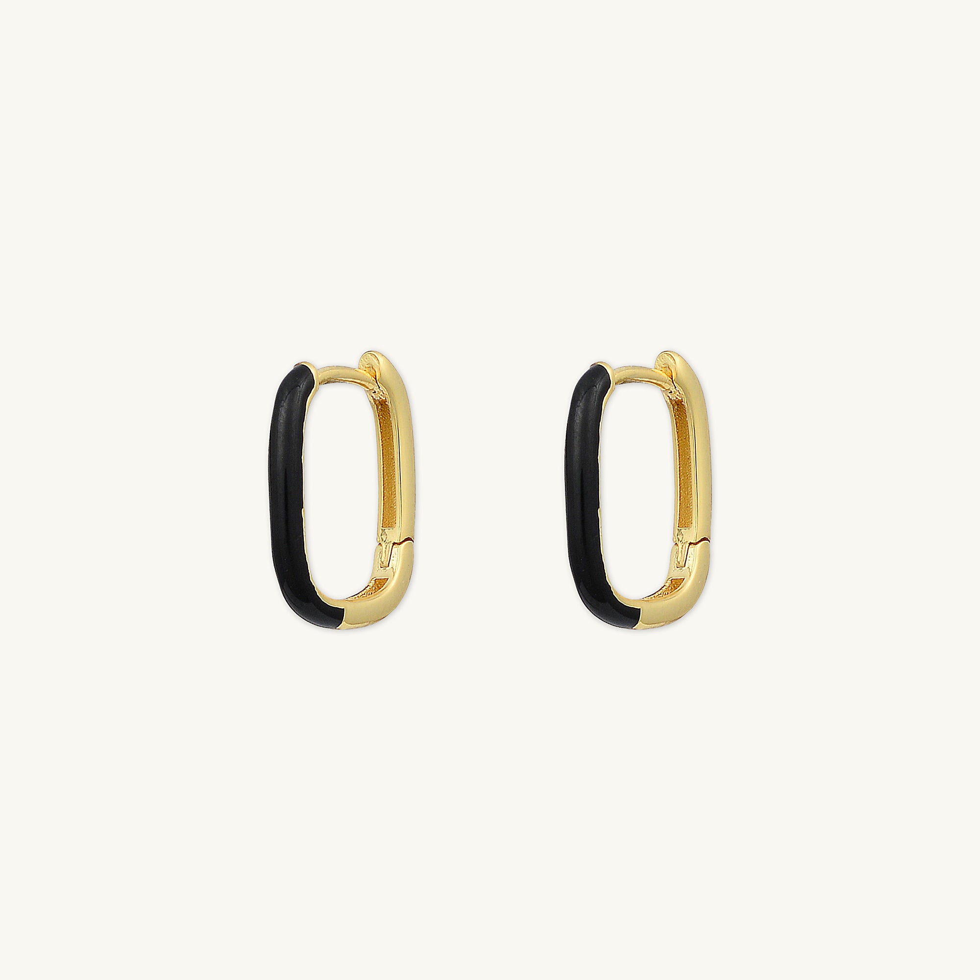 Black Lacquered Huggie Earrings
