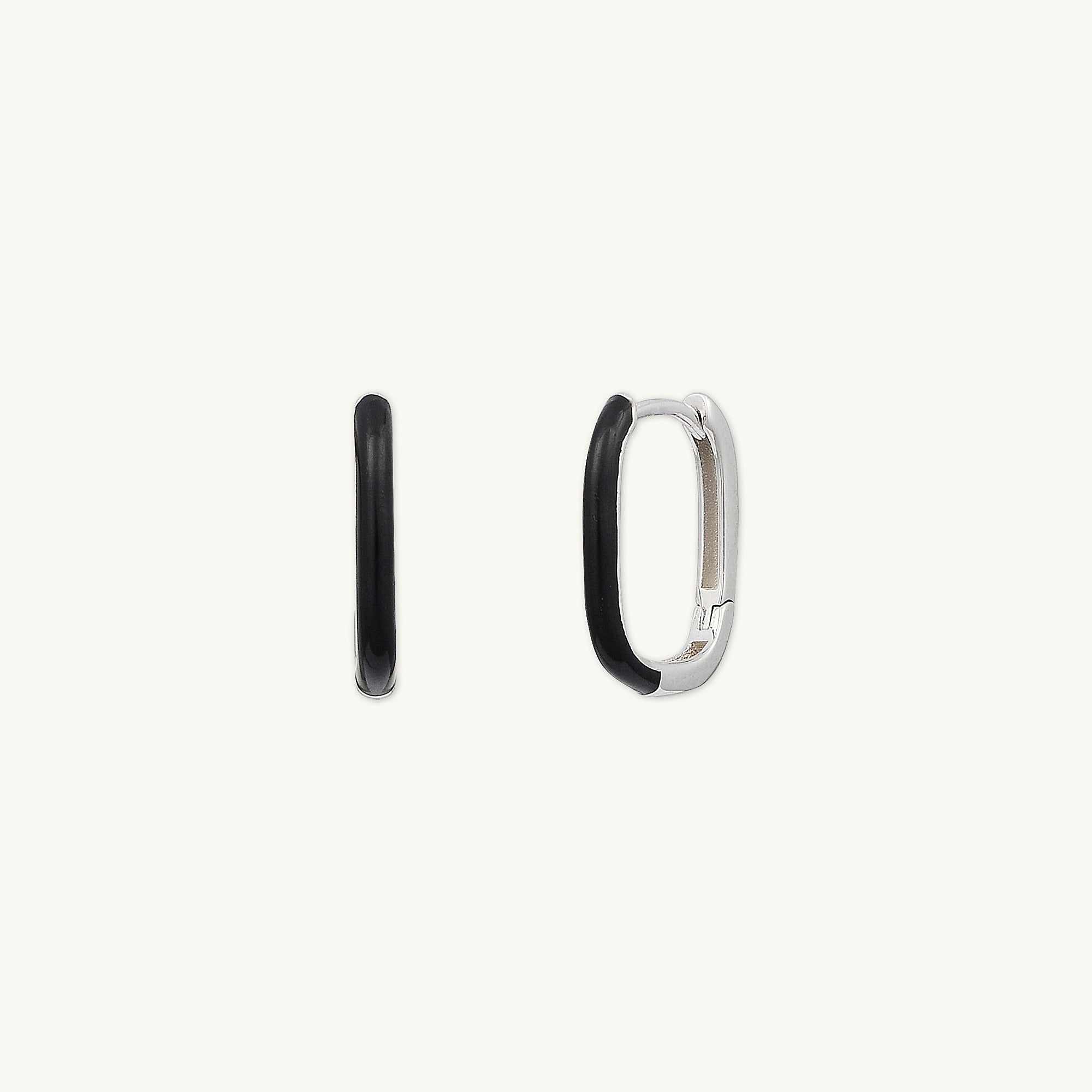 Black Lacquered Huggie Earrings