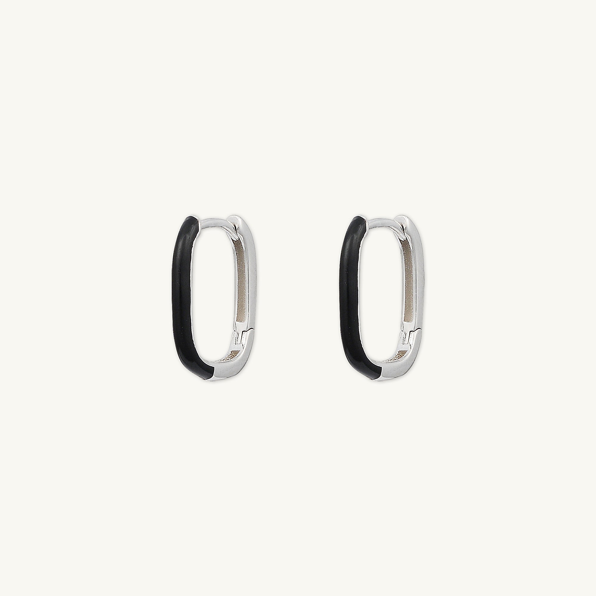 Black Lacquered Huggie Earrings