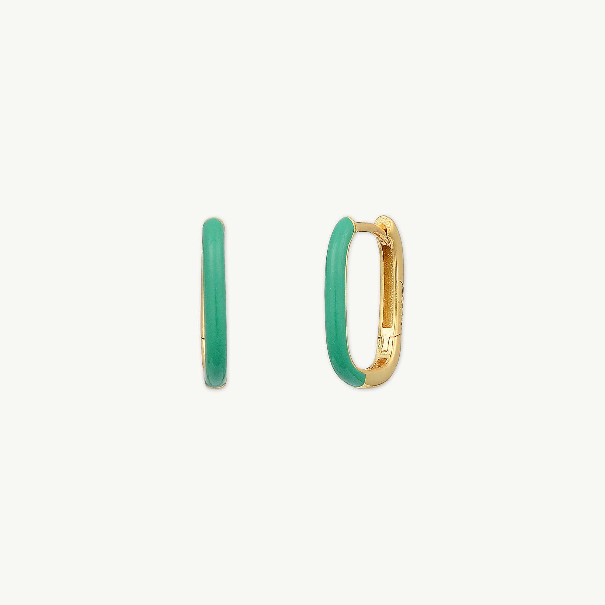 Green Lacquered Huggie Earrings