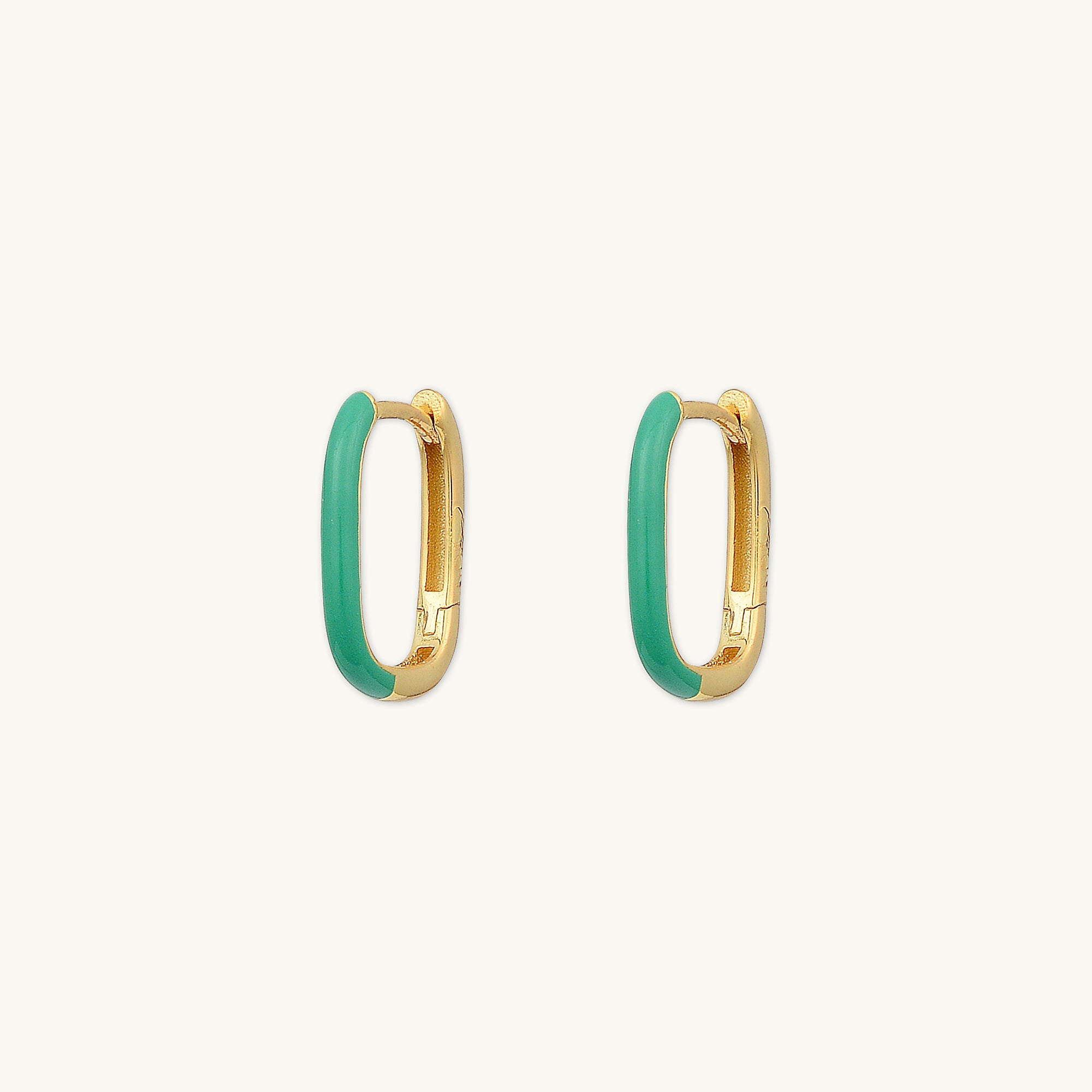 Green Lacquered Huggie Earrings