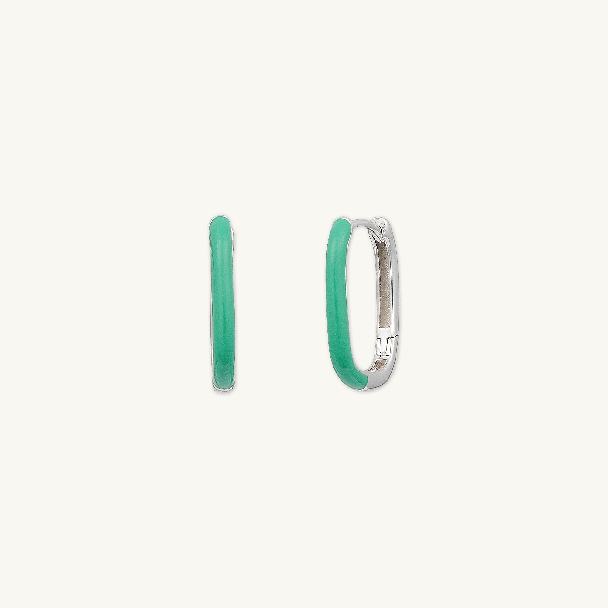 Green Lacquered Huggie Earrings