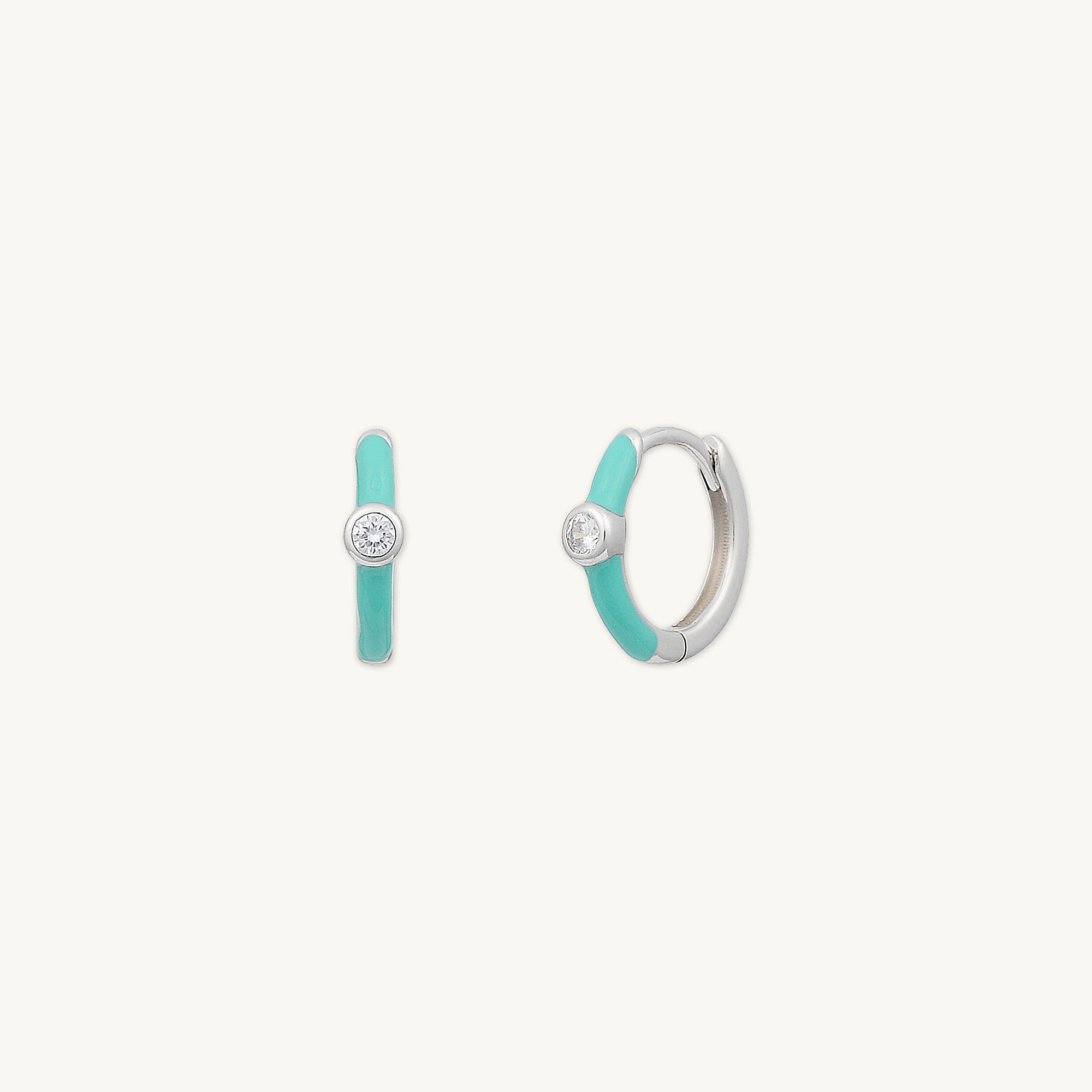 Green Lacquered Sapphire Huggie Earrings