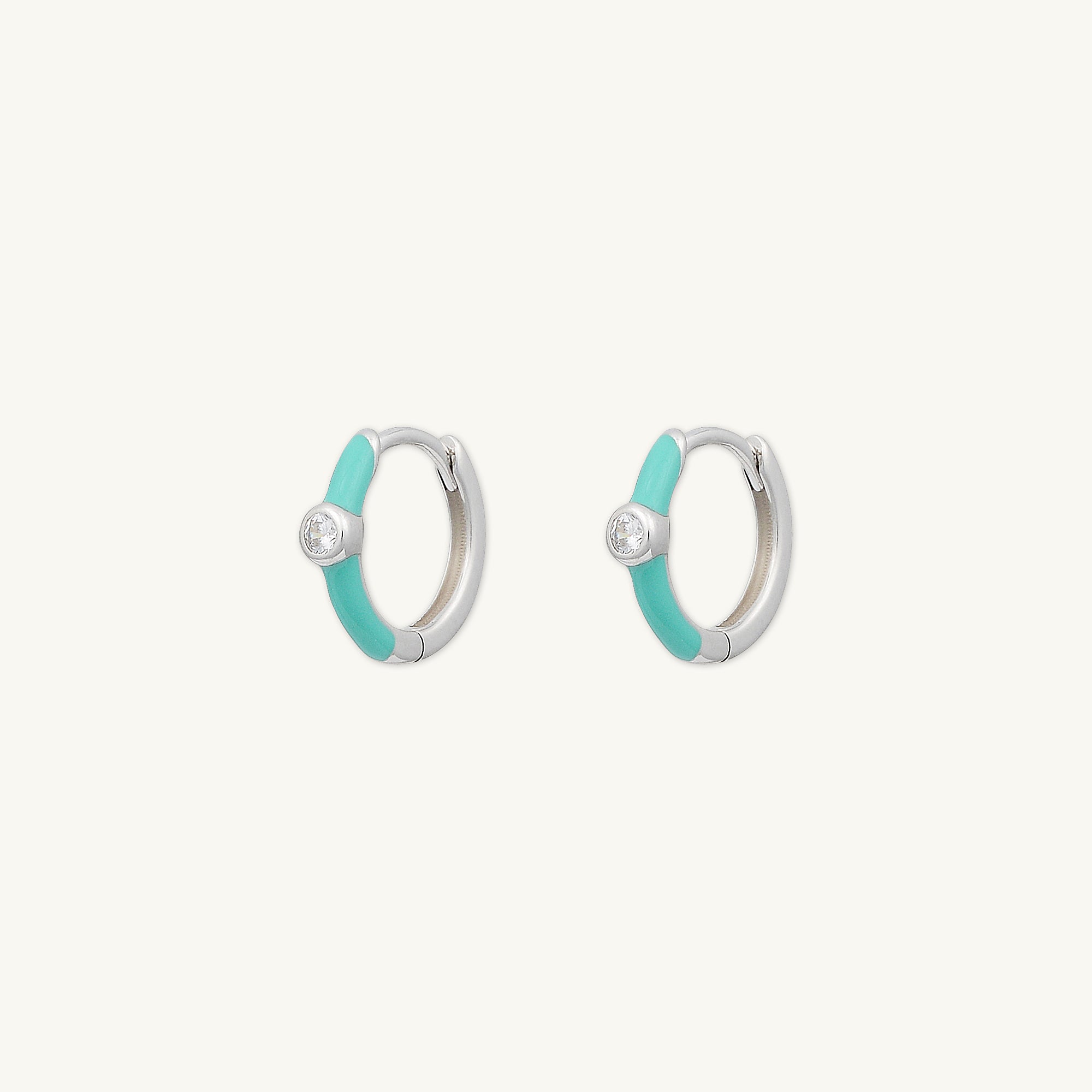 Green Lacquered Sapphire Huggie Earrings