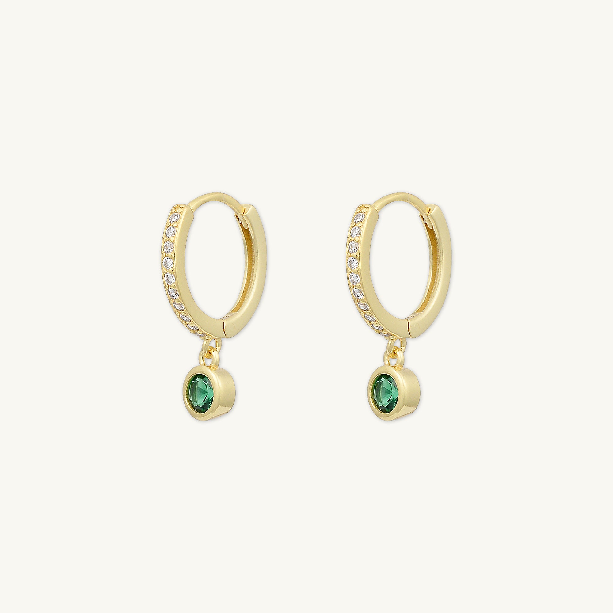 Emerald Sapphire Drop Hoop Earrings