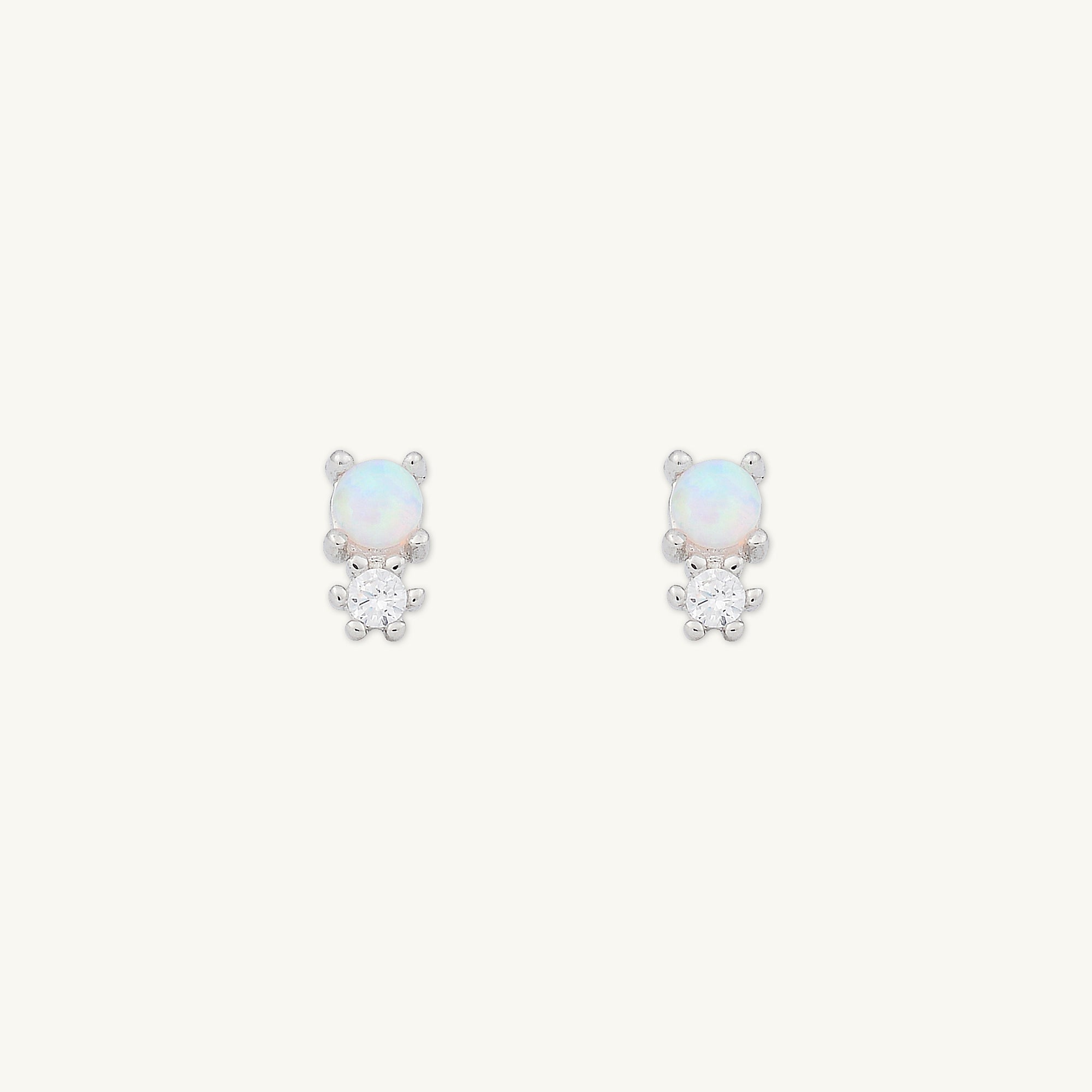 Opal Sapphire Stud Earrings