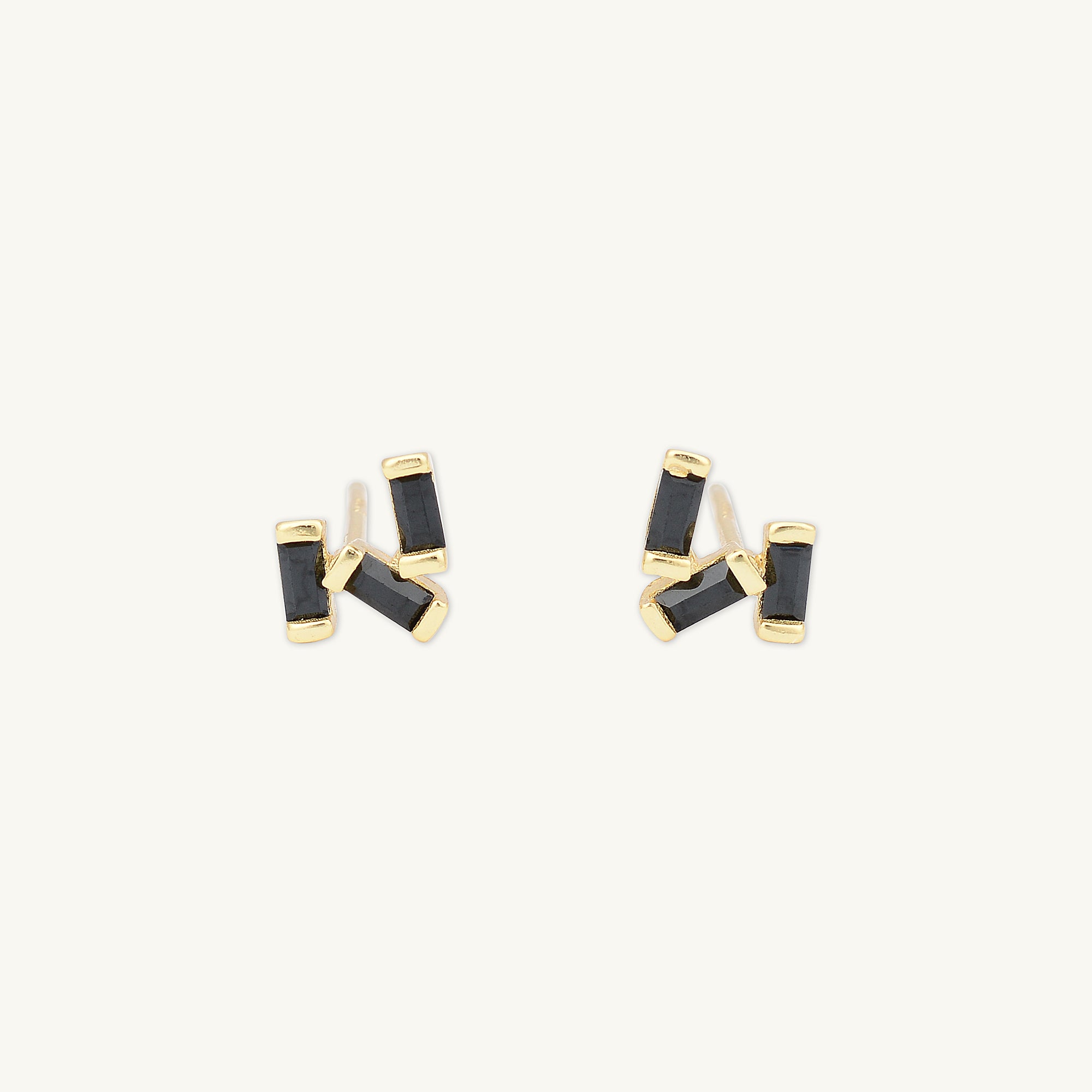 Black Trio Baguette Earrings