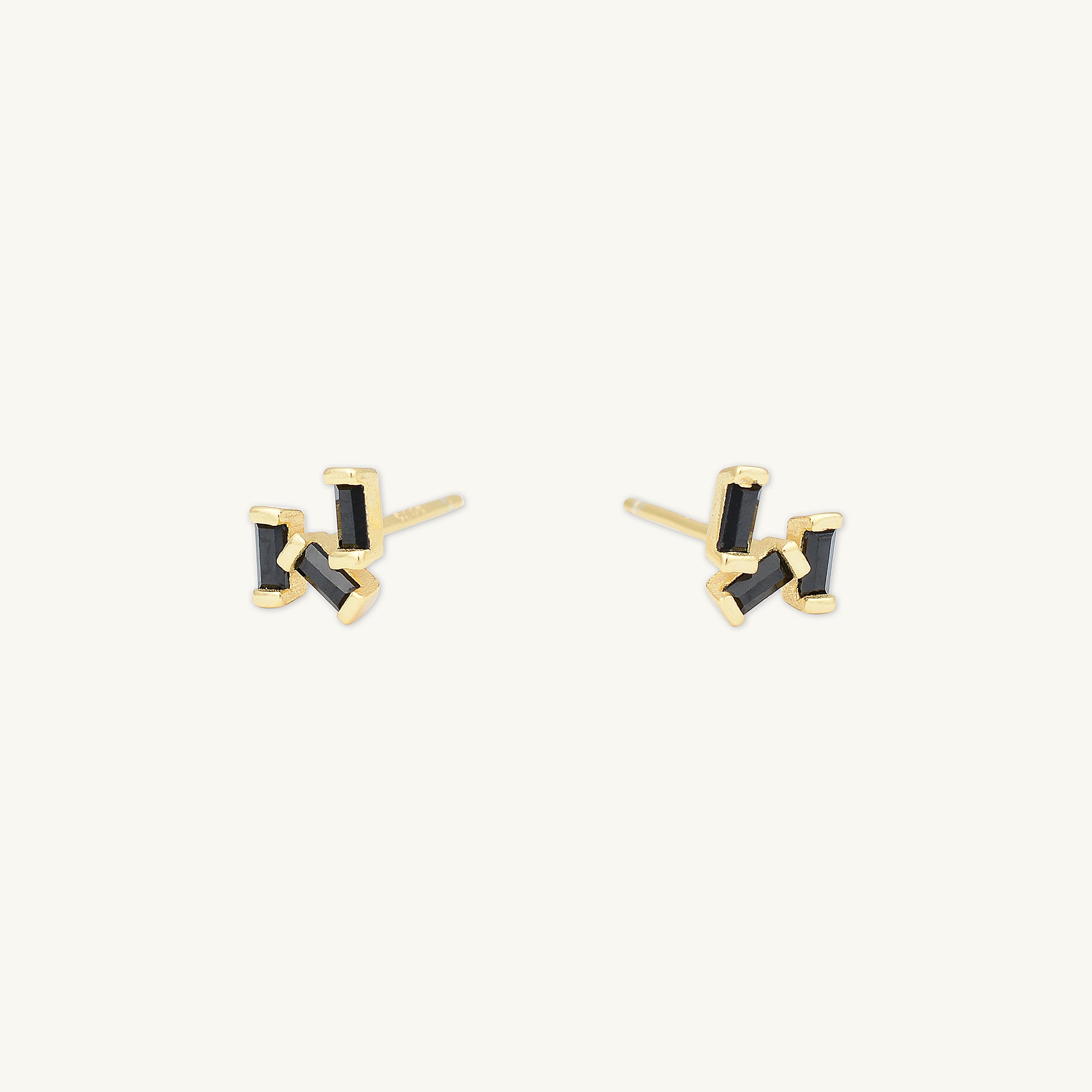 Black Trio Baguette Earrings