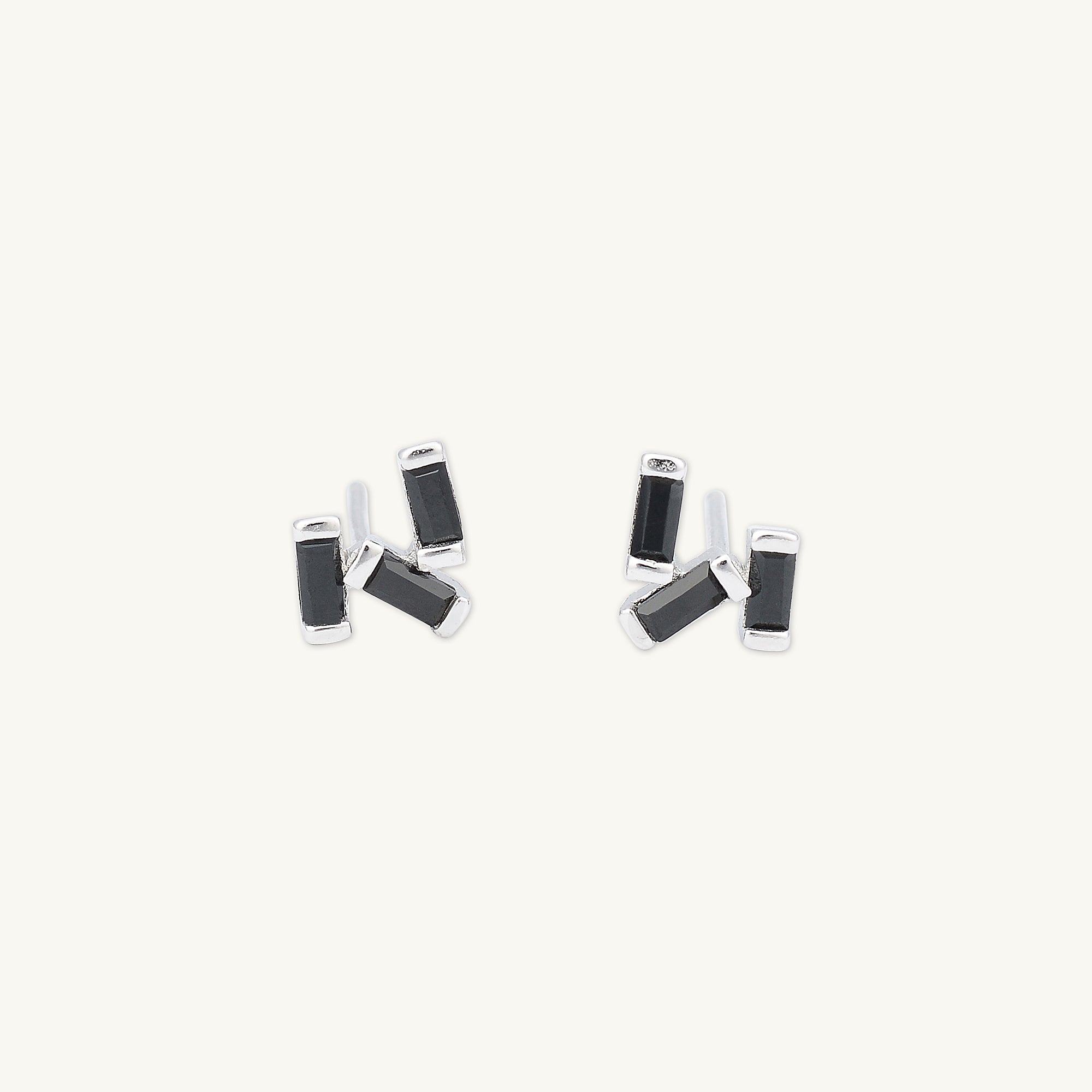 Black Trio Baguette Earrings