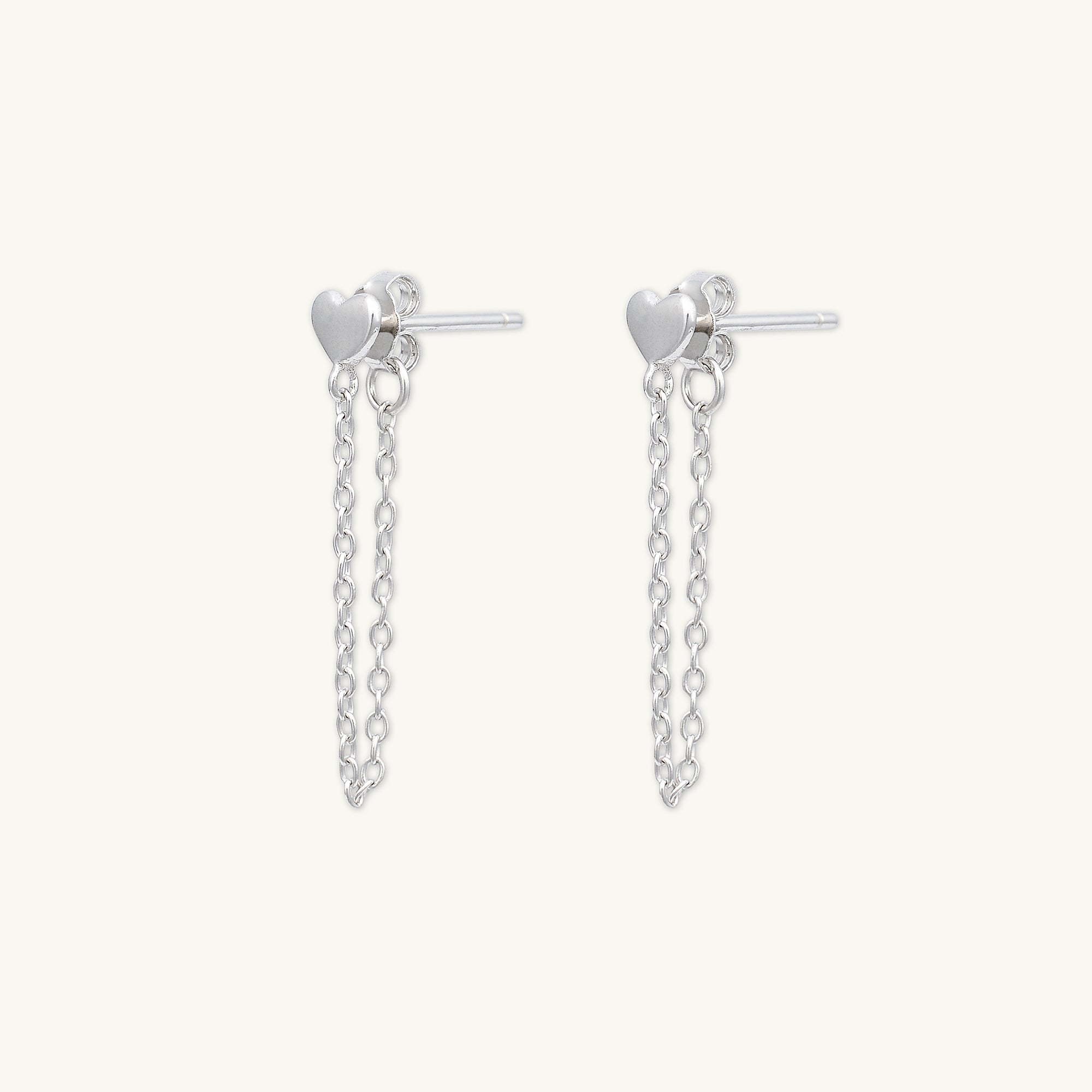 Heart Dangle Chain Earrings