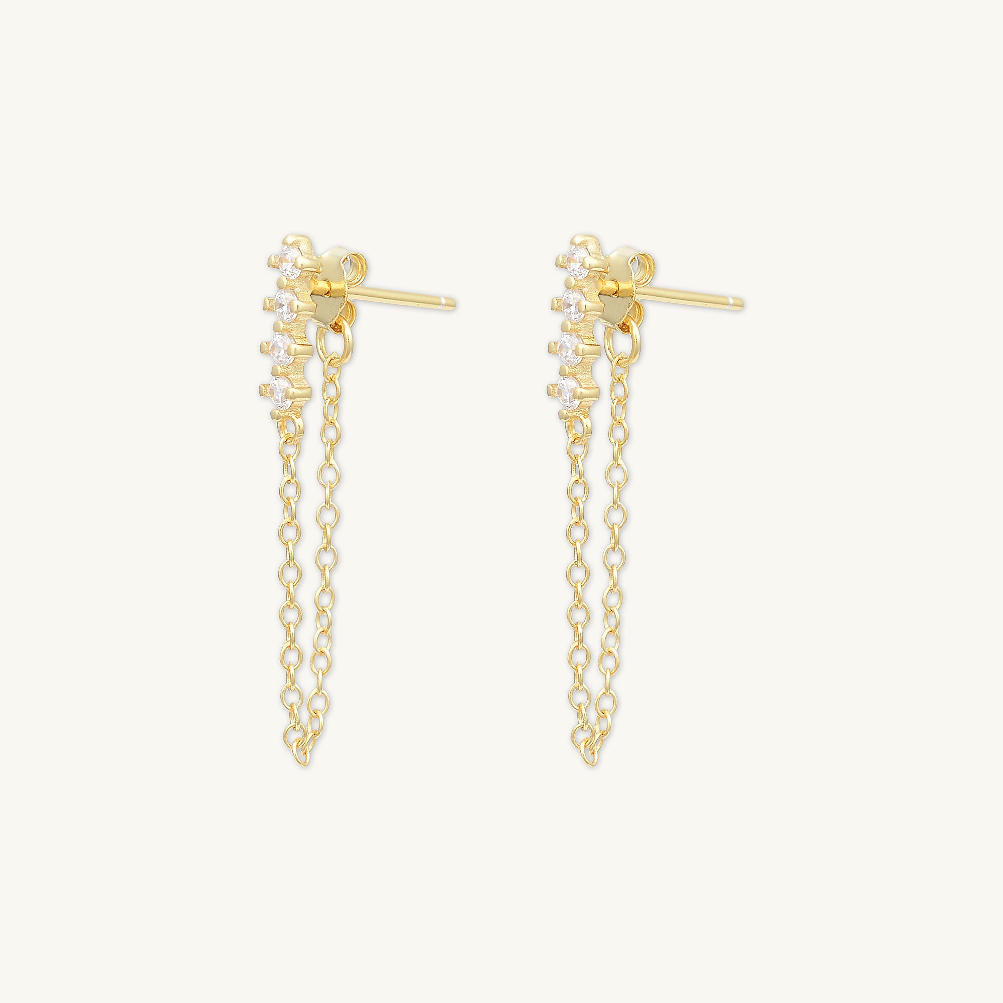 Bar Sapphire Dangle Chain Earrings