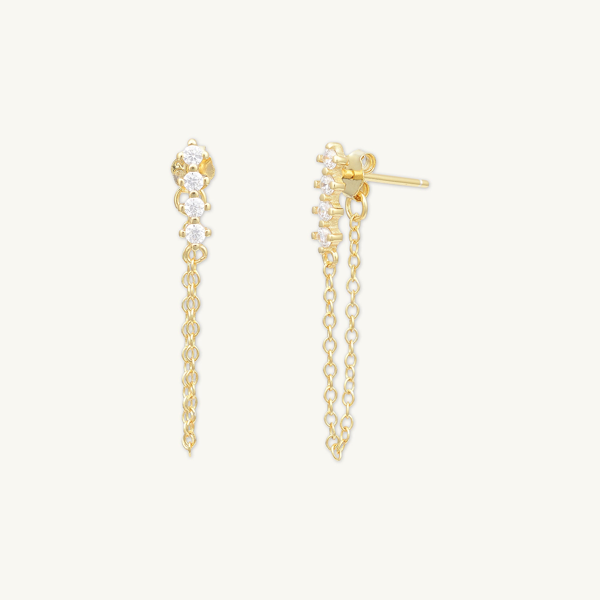 Bar Sapphire Dangle Chain Earrings