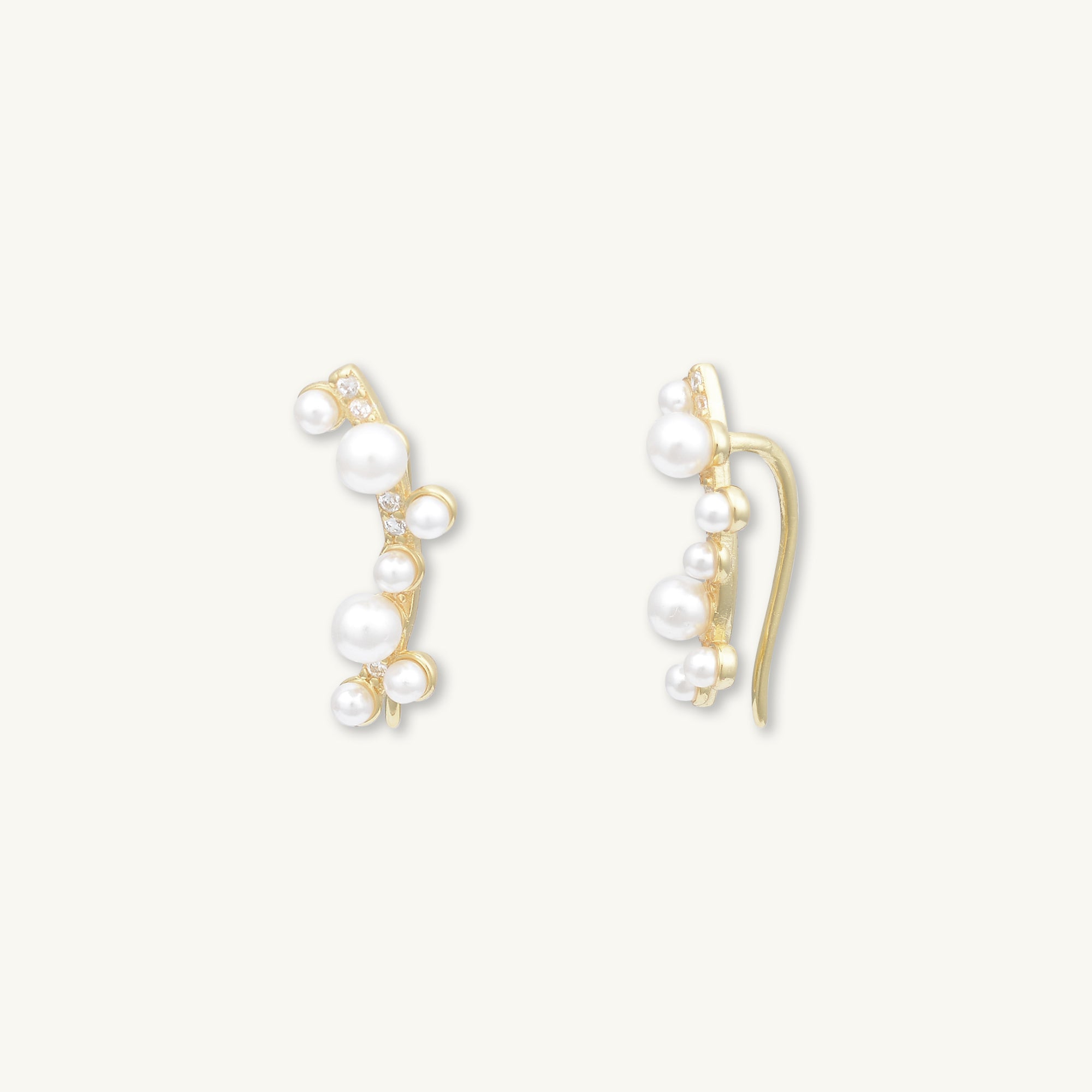 Pearl Climber Hook Earrings
