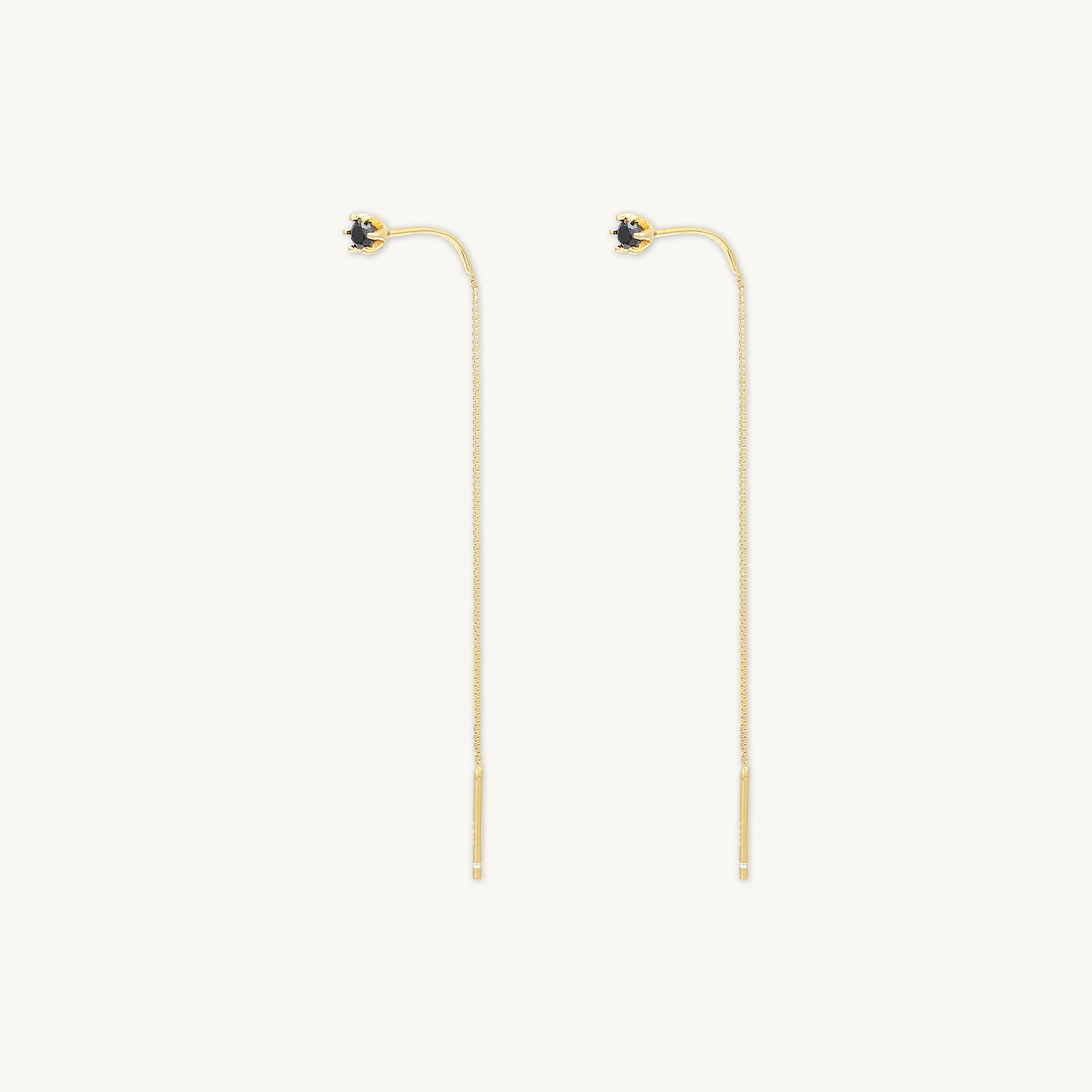 Black Sapphire Threader Earrings