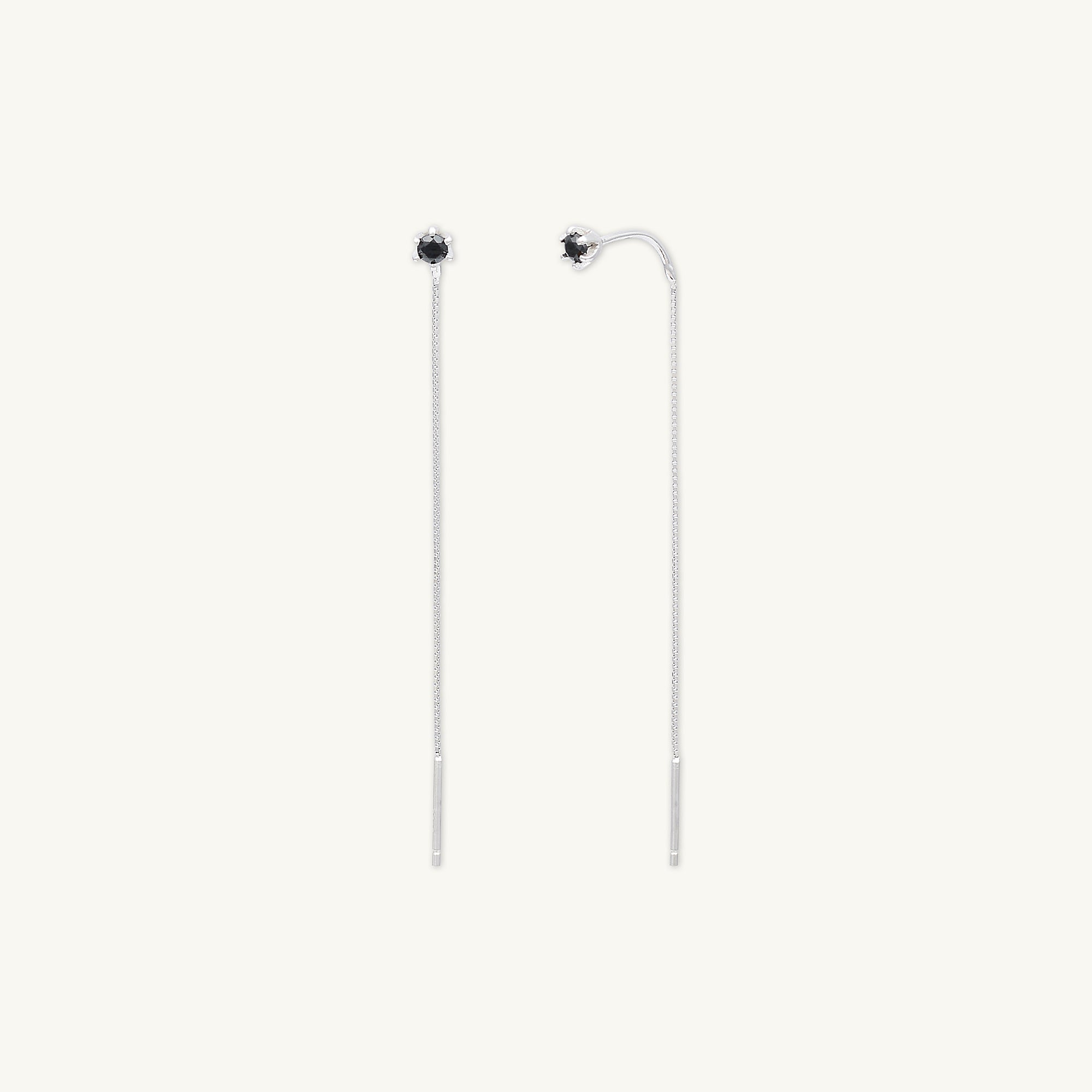 Black Sapphire Threader Earrings