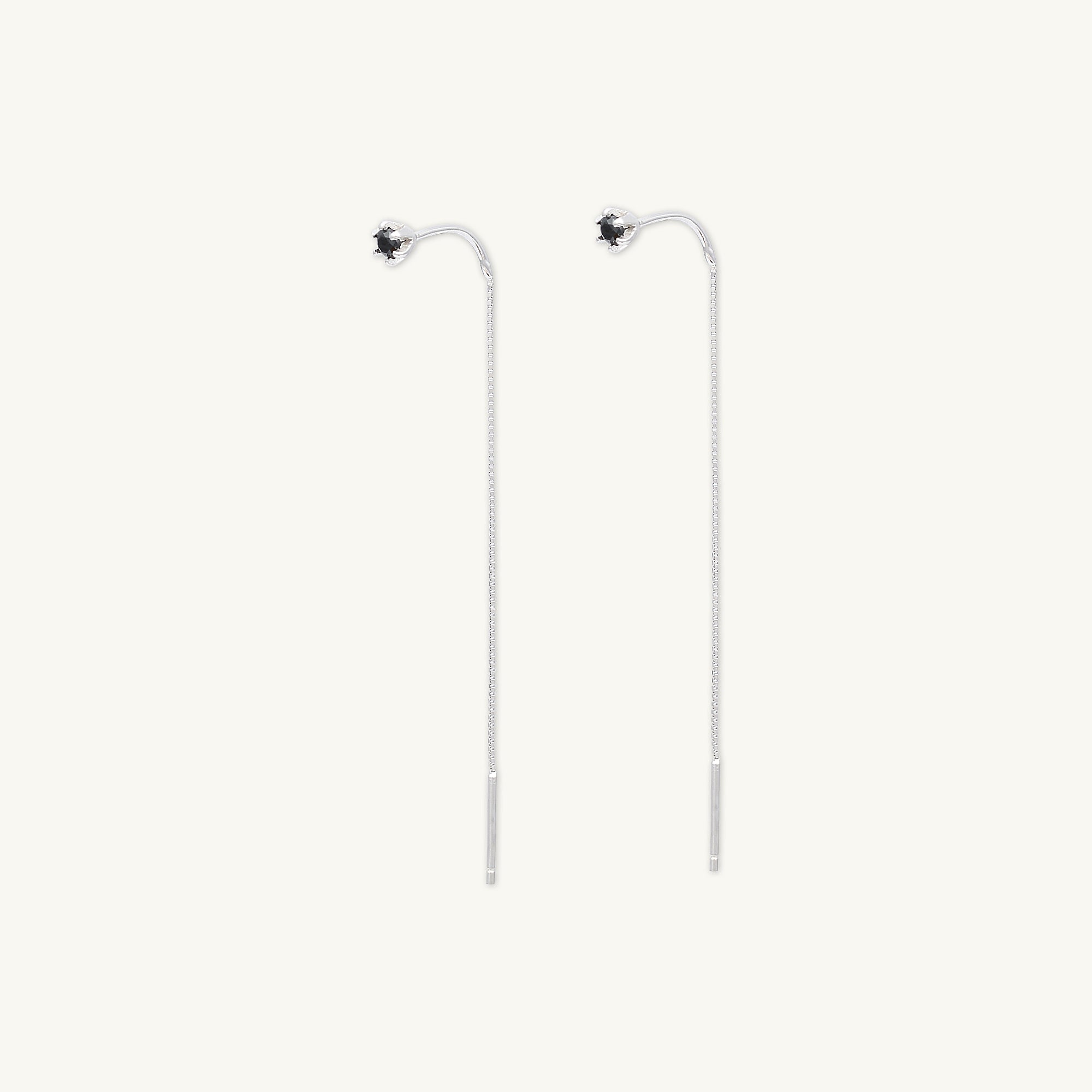 Black Sapphire Threader Earrings