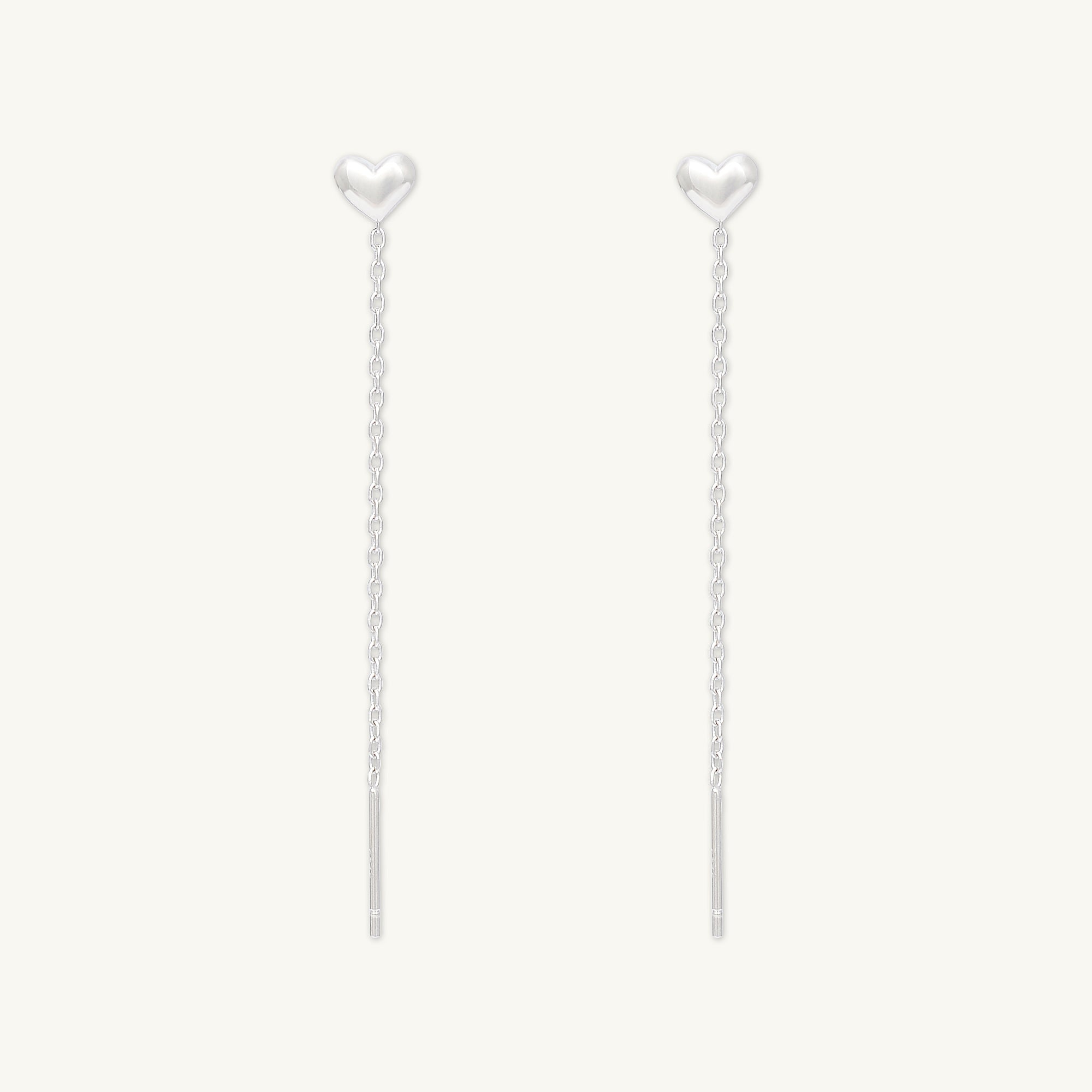 Heart Threader Chain Earrings