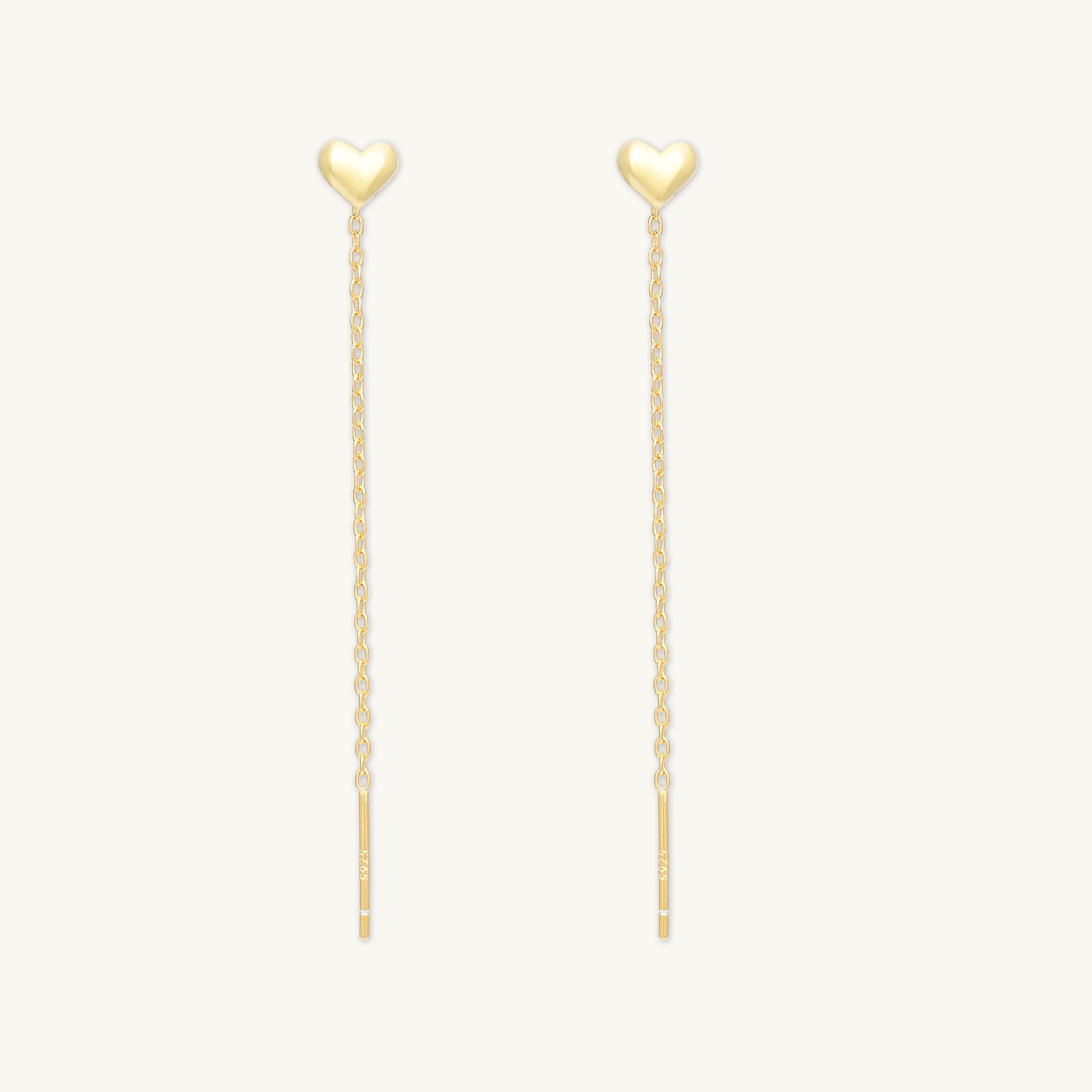 Heart Threader Chain Earrings