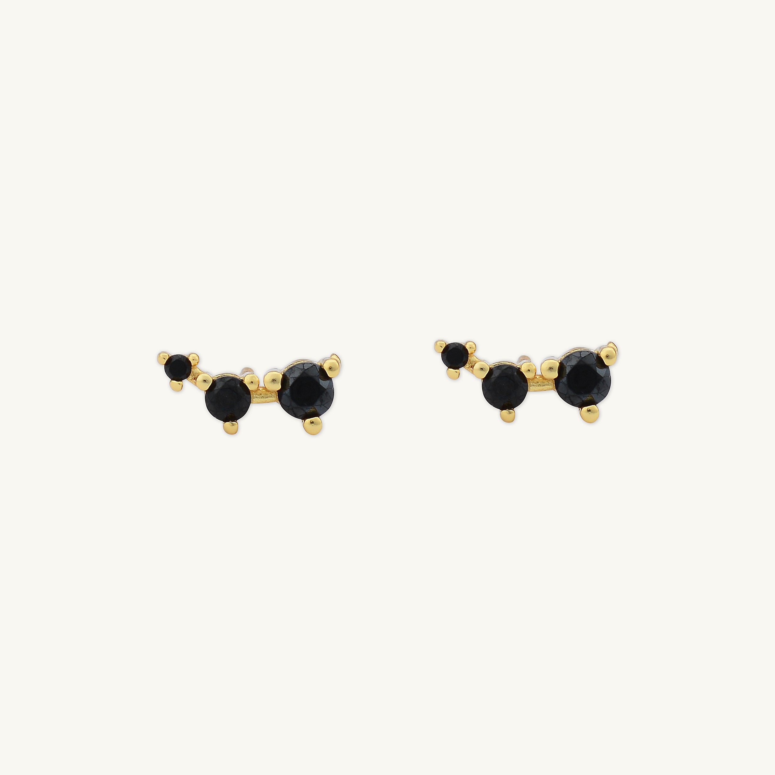 Black Trio Sapphire Stud Earrings