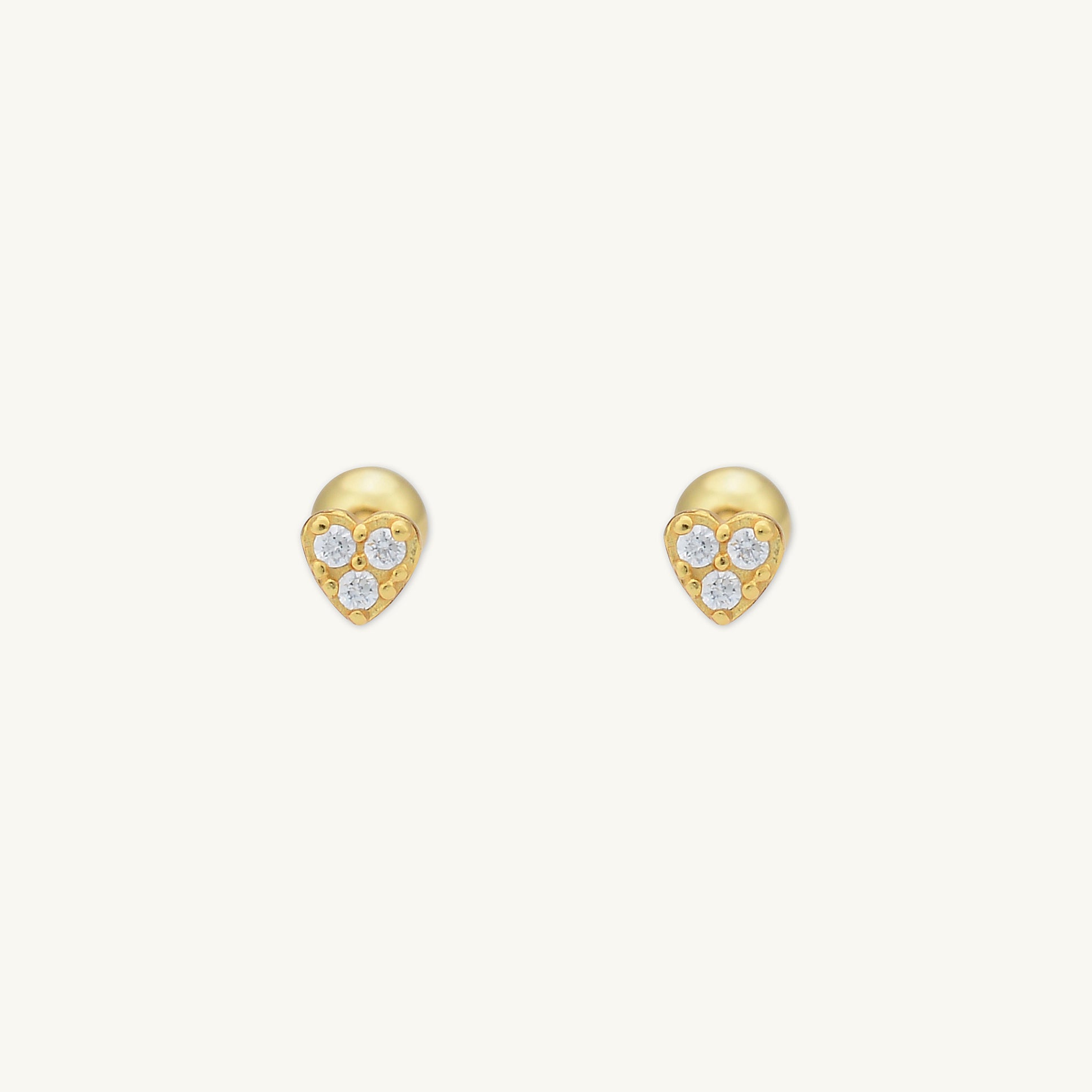 Petite Heart Sapphire Barbell Stud Cartilage Earrings
