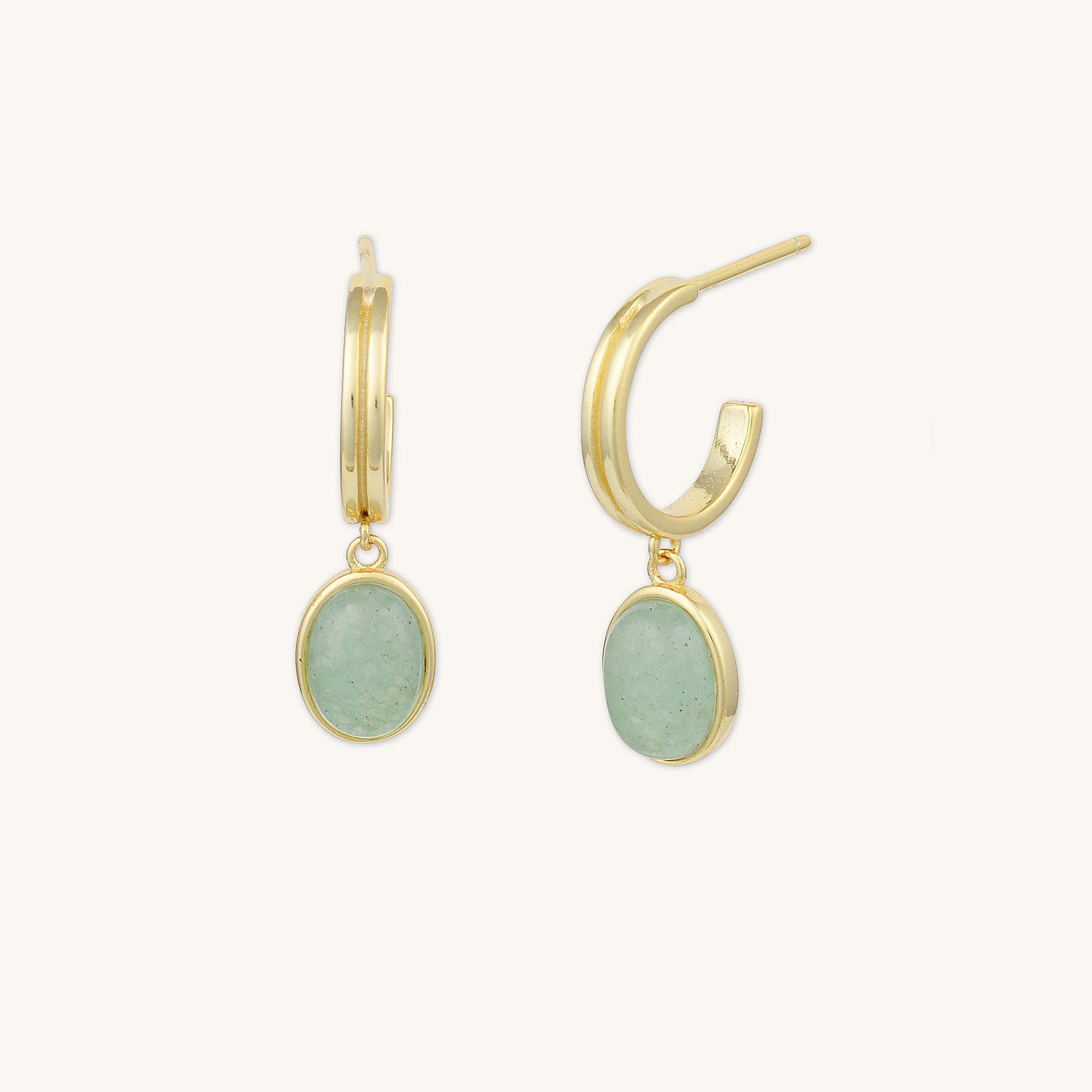 Sage Green Jade Hoop Earrings
