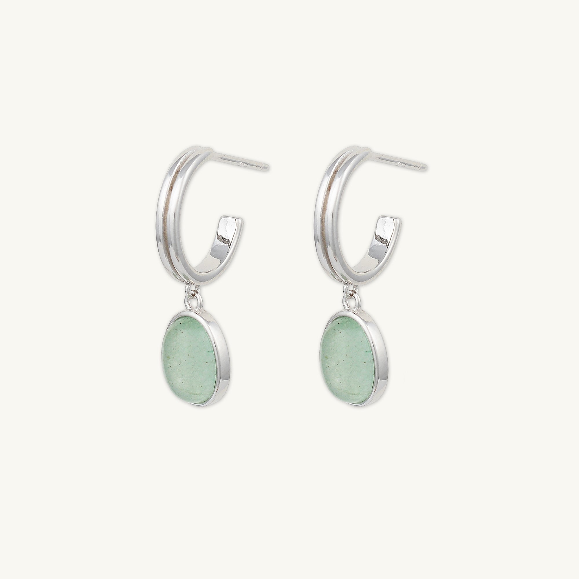 Sage Green Jade Hoop Earrings