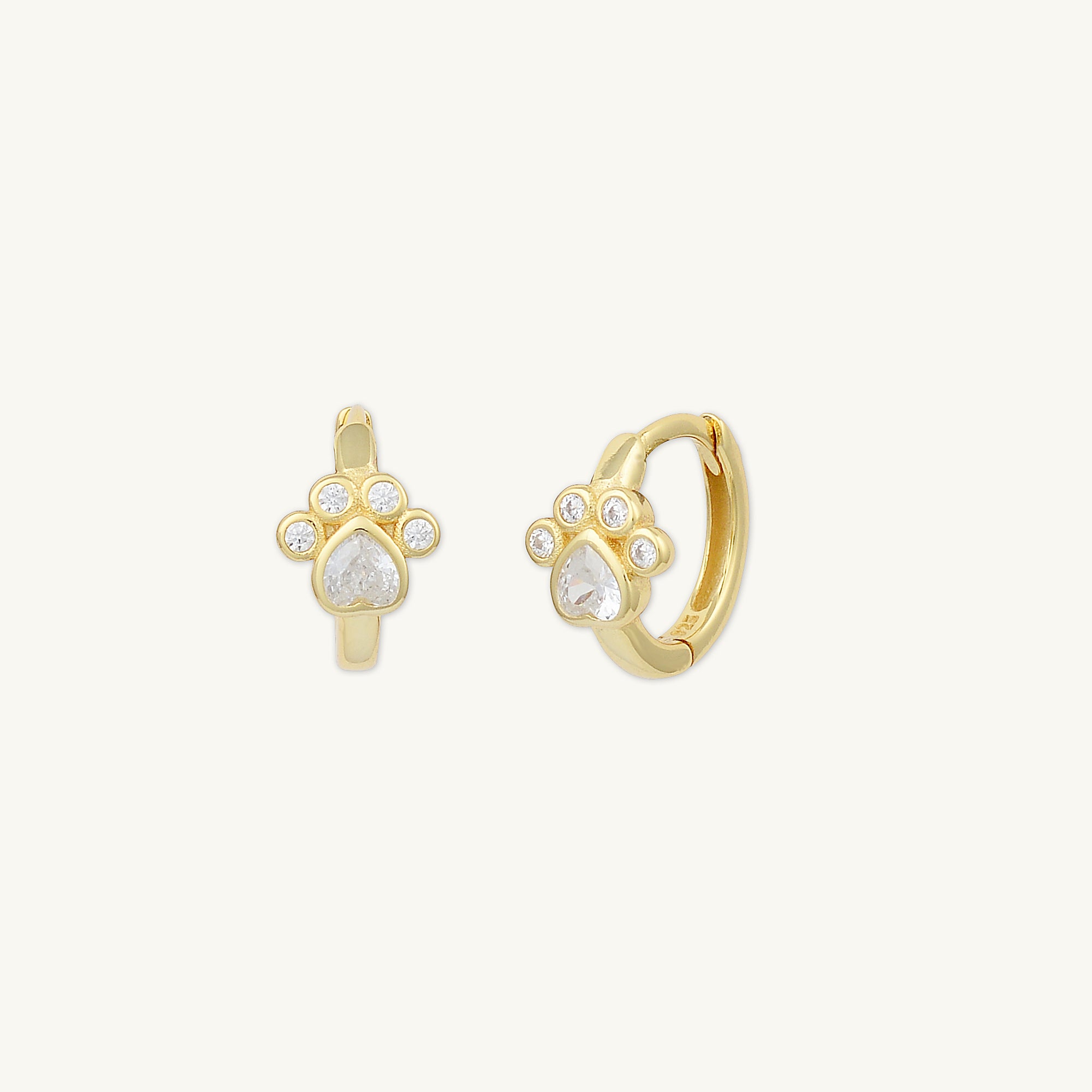 Dog Paw Sapphire Huggie Earrings