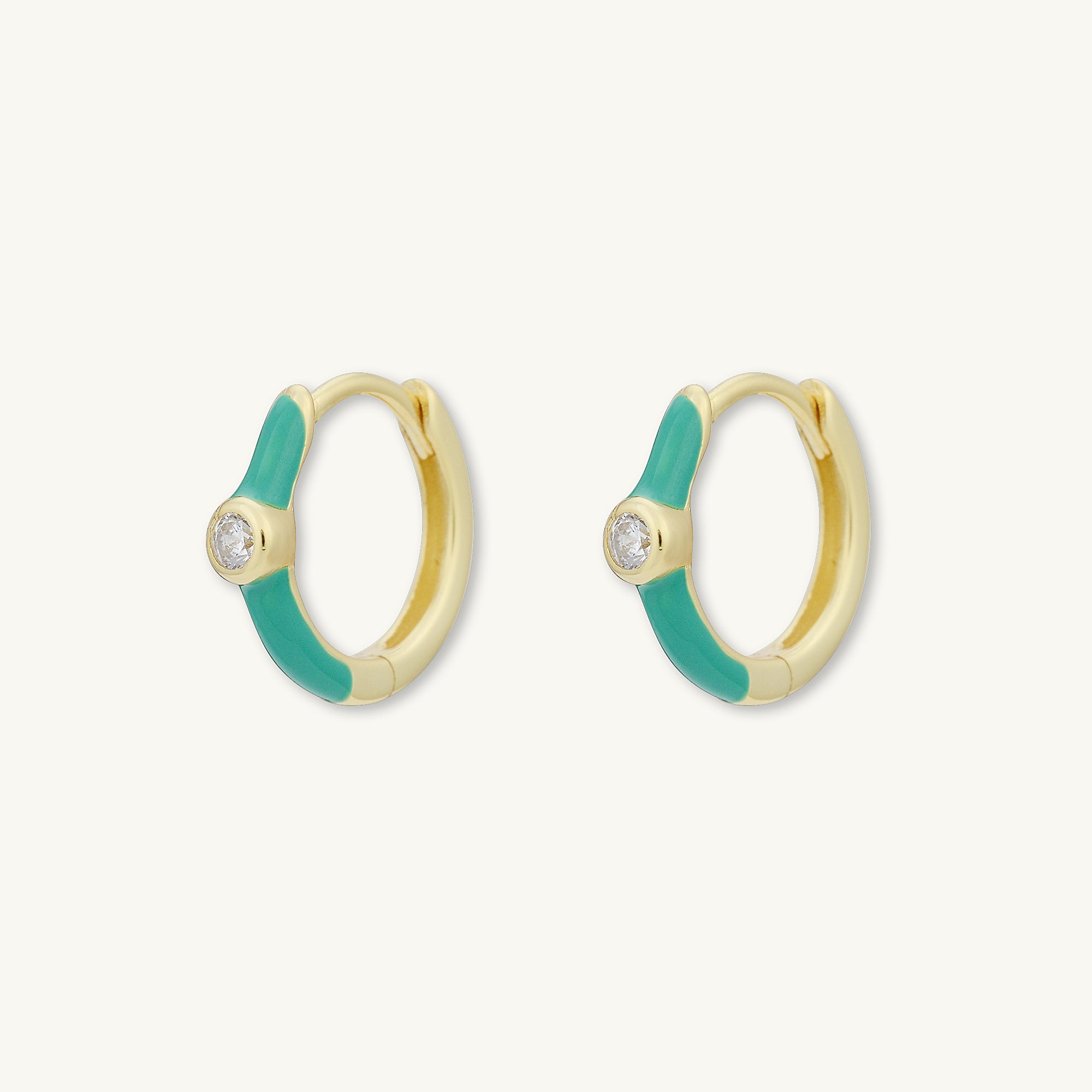 Green Lacquered Sapphire Huggie Earrings