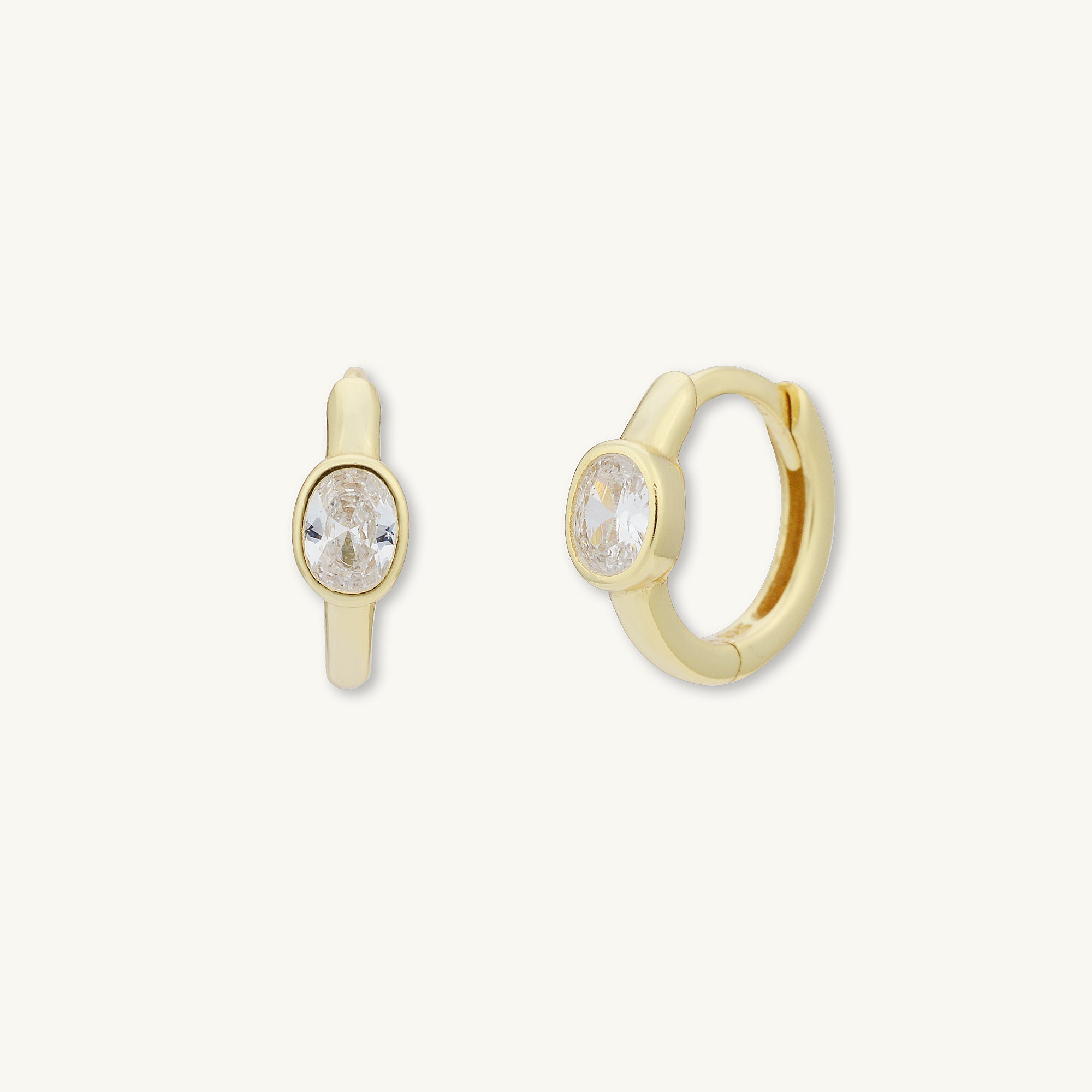 Oval Sapphire Huggie Earrings