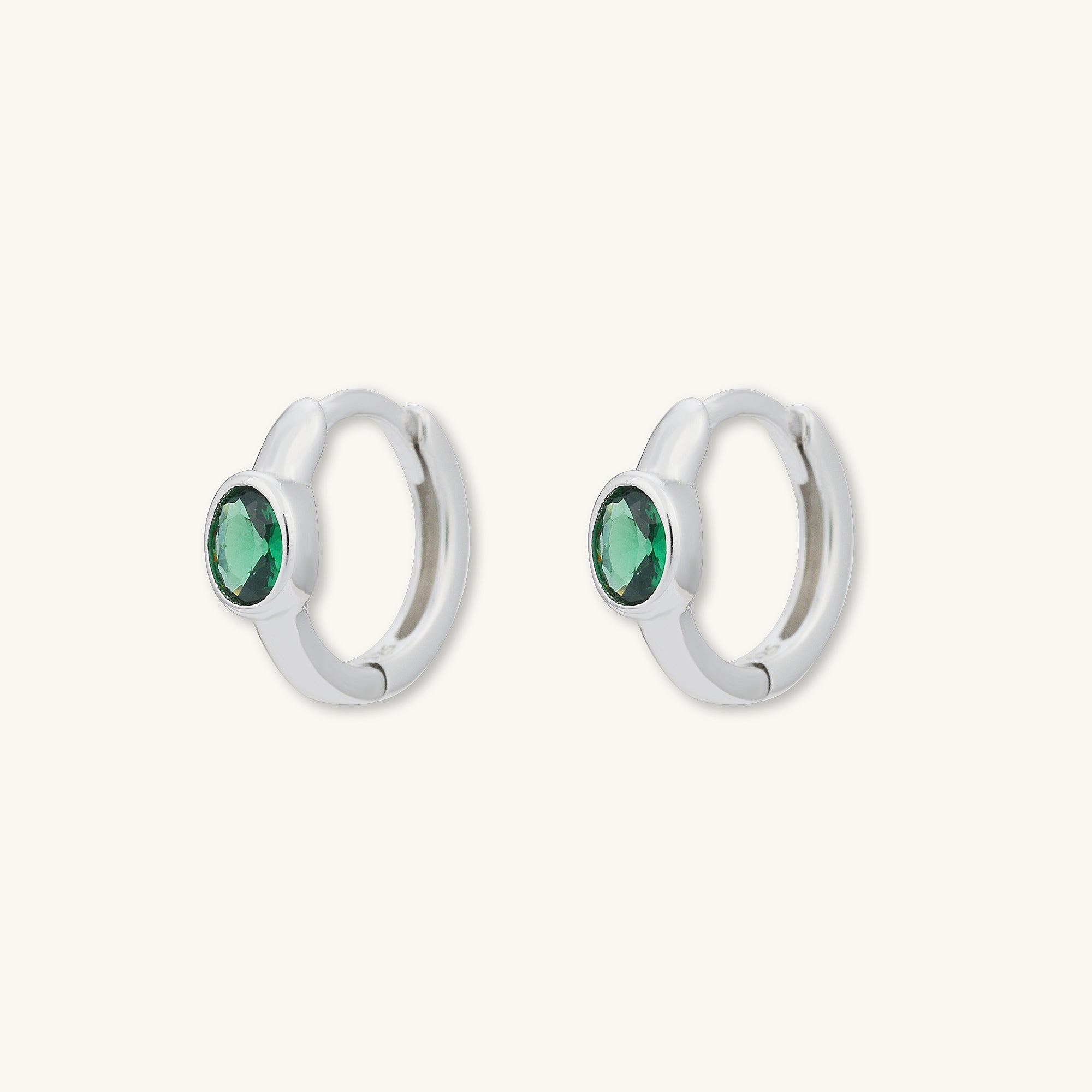 Emerald Oval Sapphire Huggie Earrings