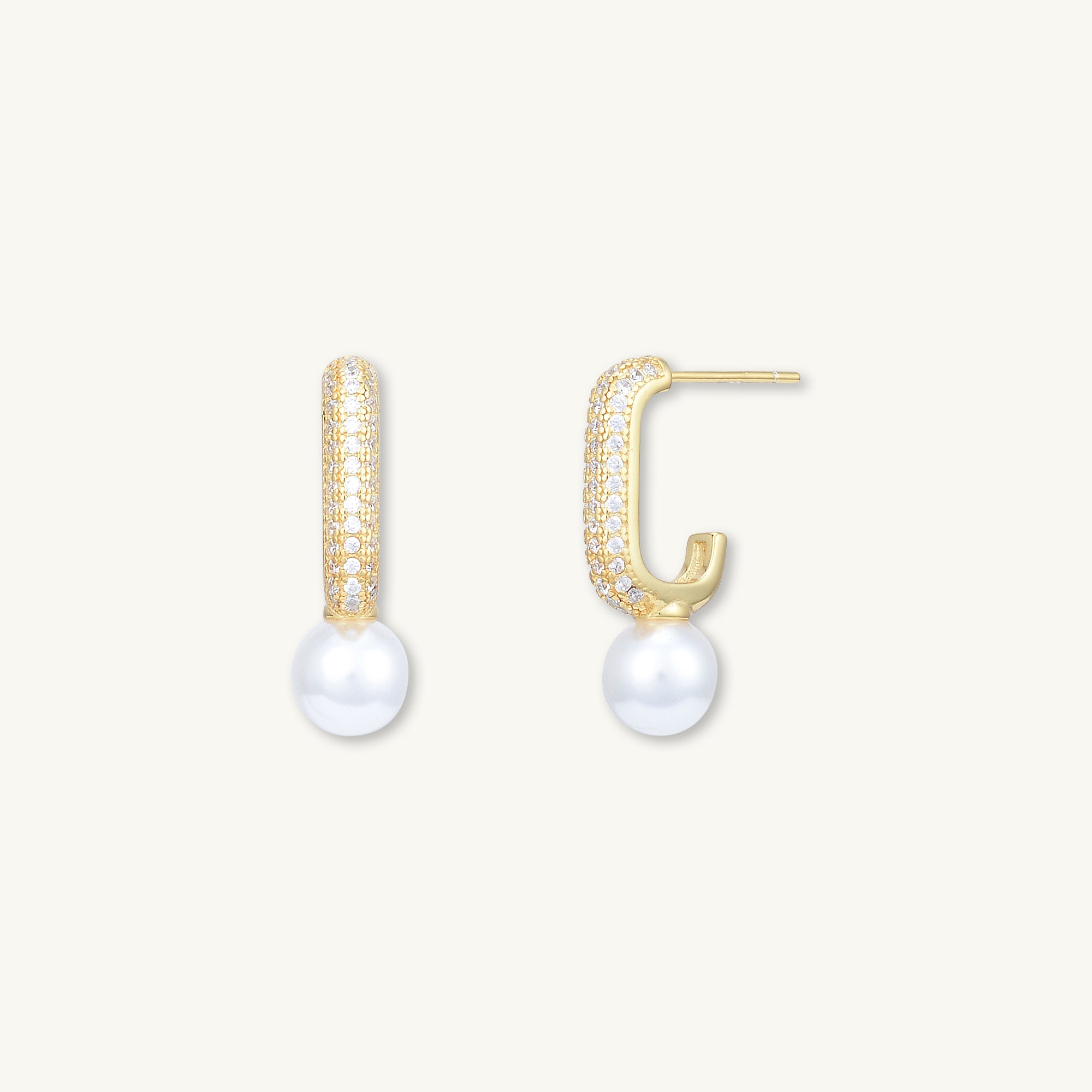 Pearl C Shaped Huggie Earrings