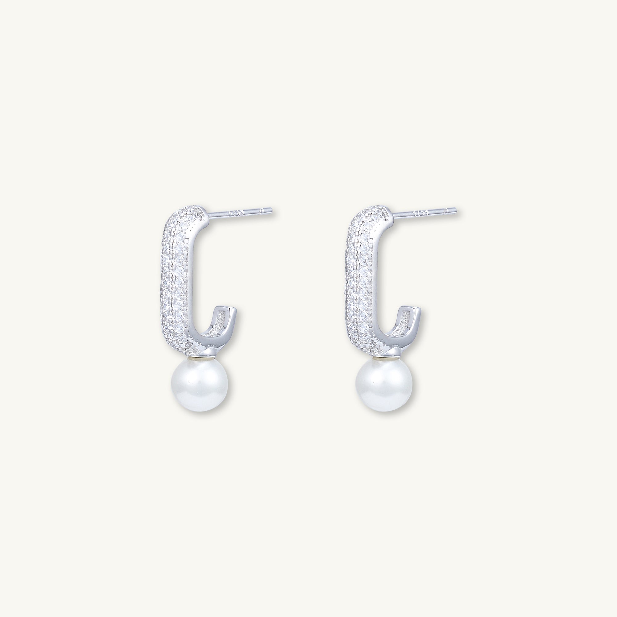 Pearl C Shaped Huggie Earrings