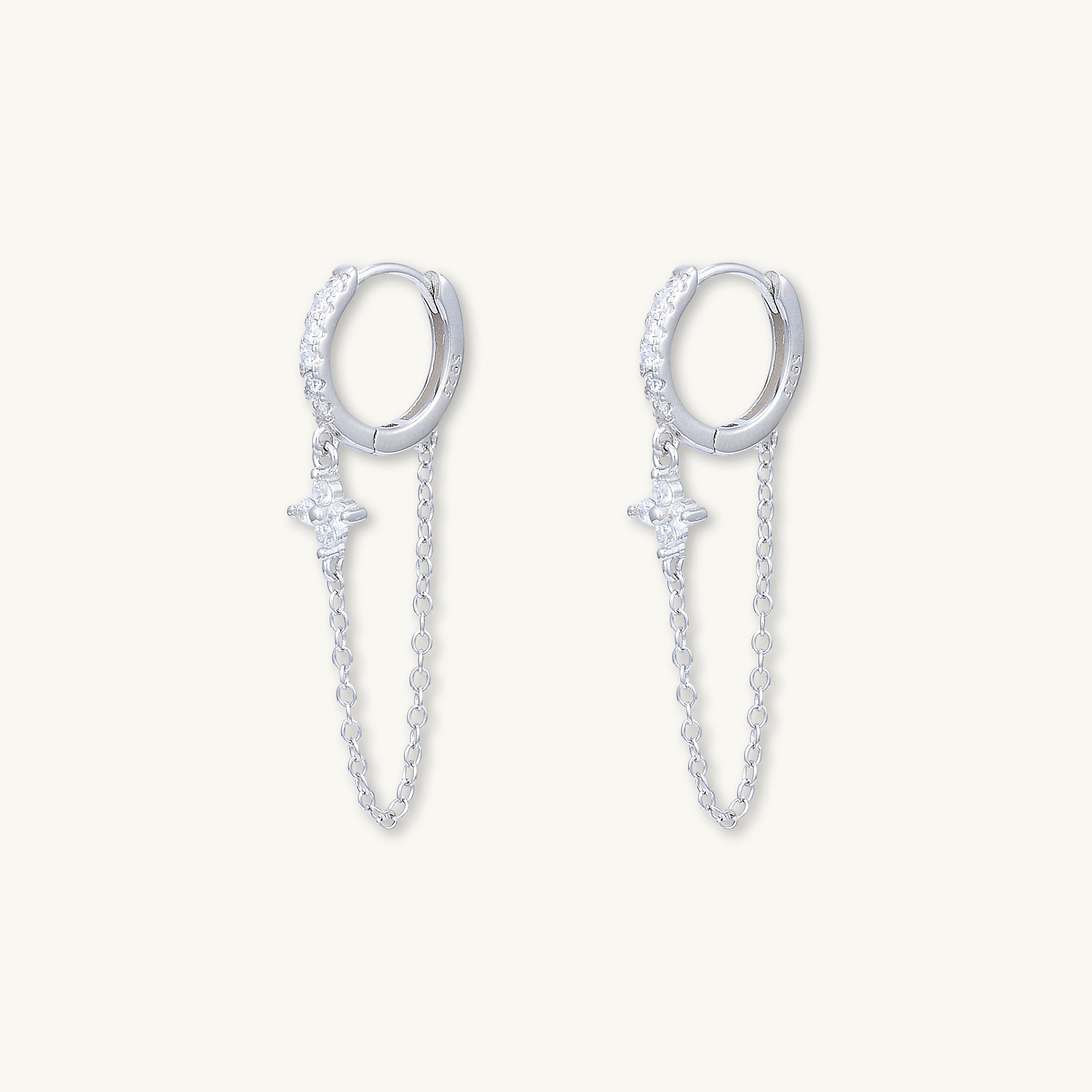Clover Sapphire Dangling Huggie Earrings