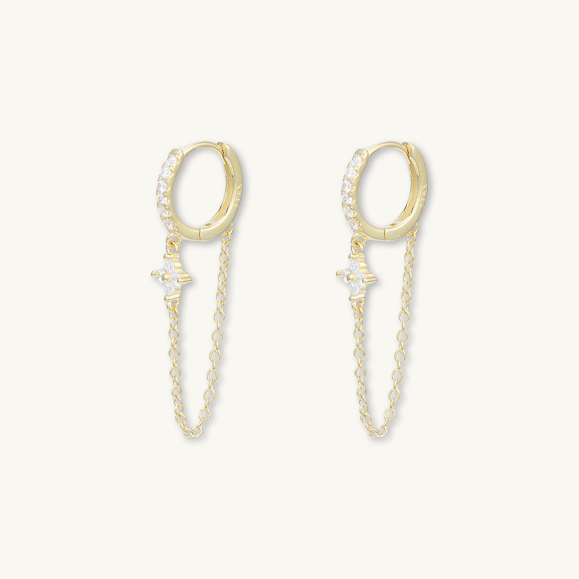 Clover Sapphire Dangling Huggie Earrings