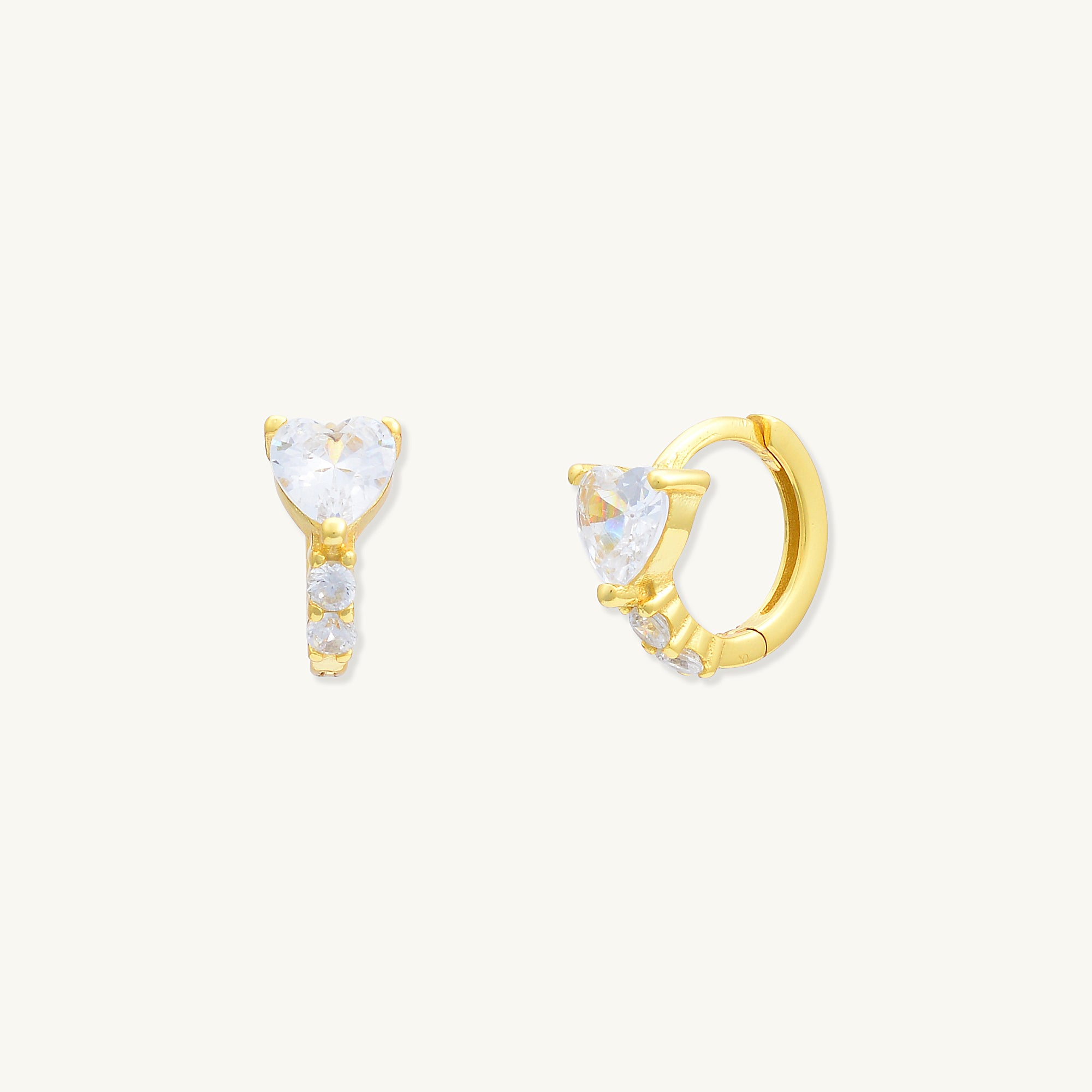 Heart Sapphire Huggie Hoops Earrings