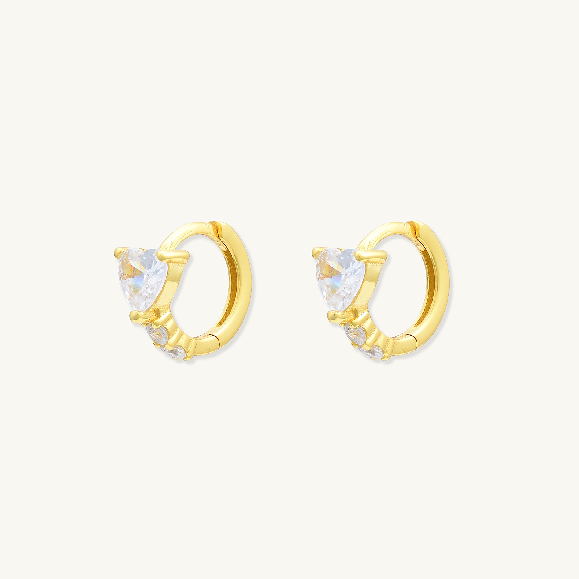 Heart Sapphire Huggie Hoops Earrings