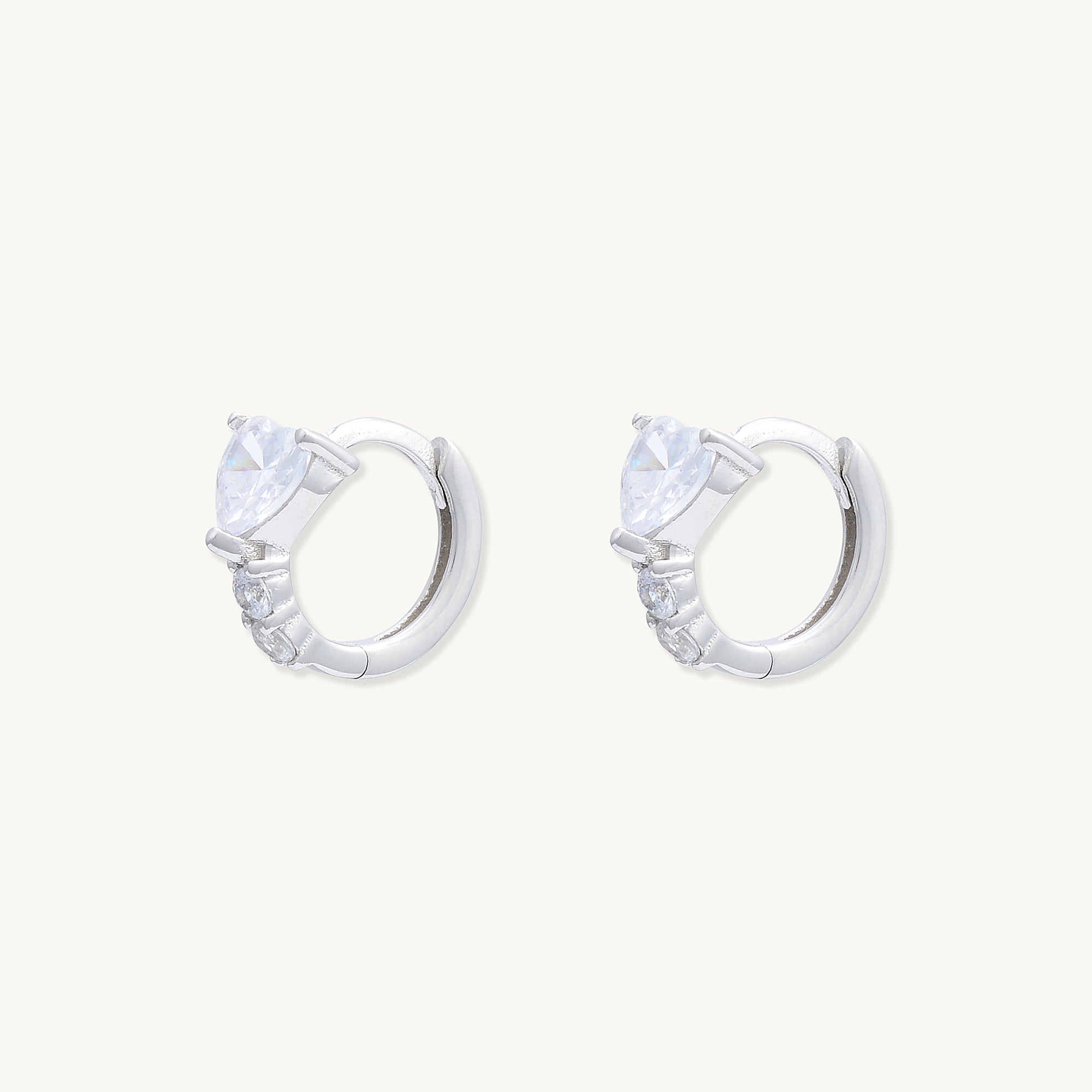 Heart Sapphire Huggie Hoops Earrings