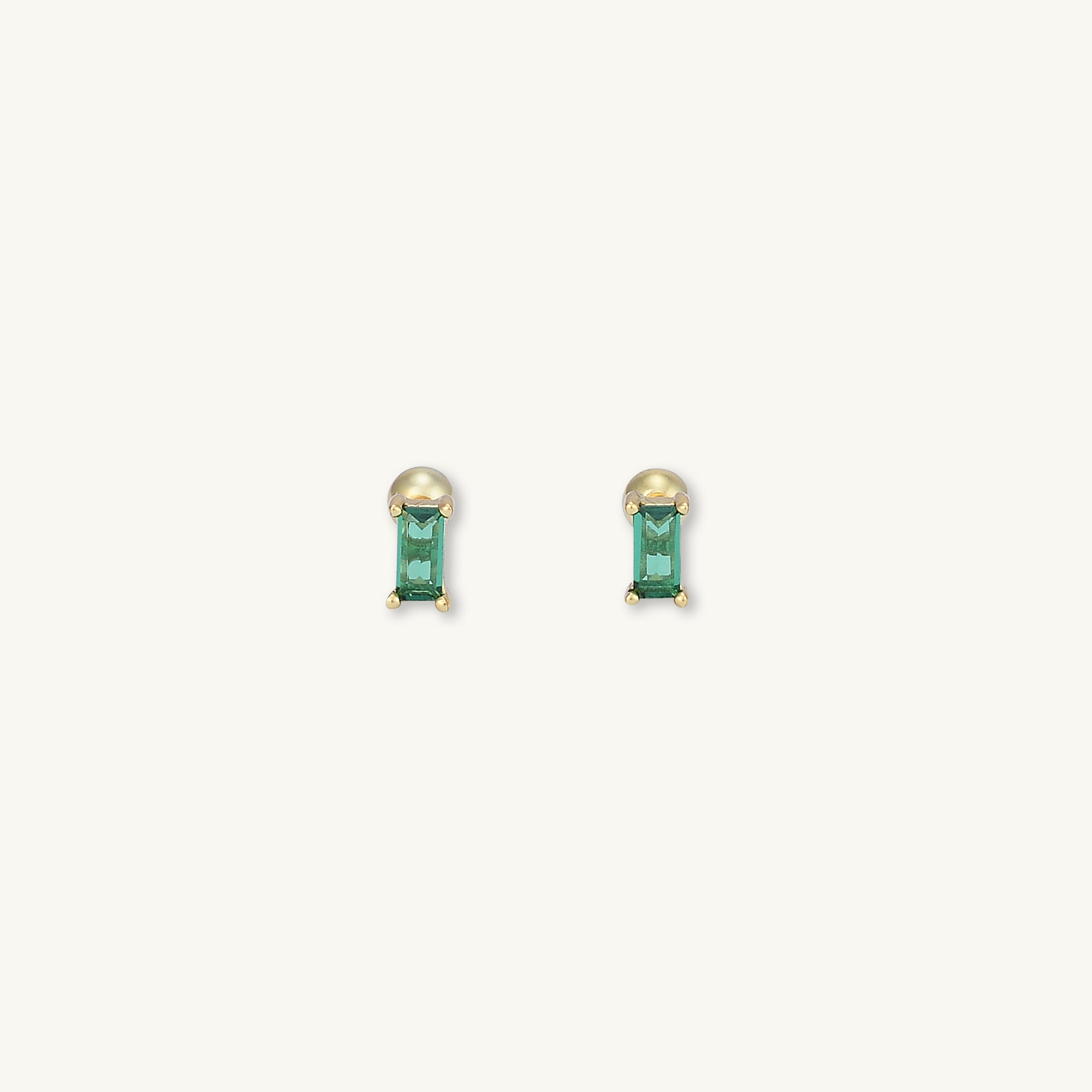 Emerald Baguette Barbell Stud Cartilage Earrings