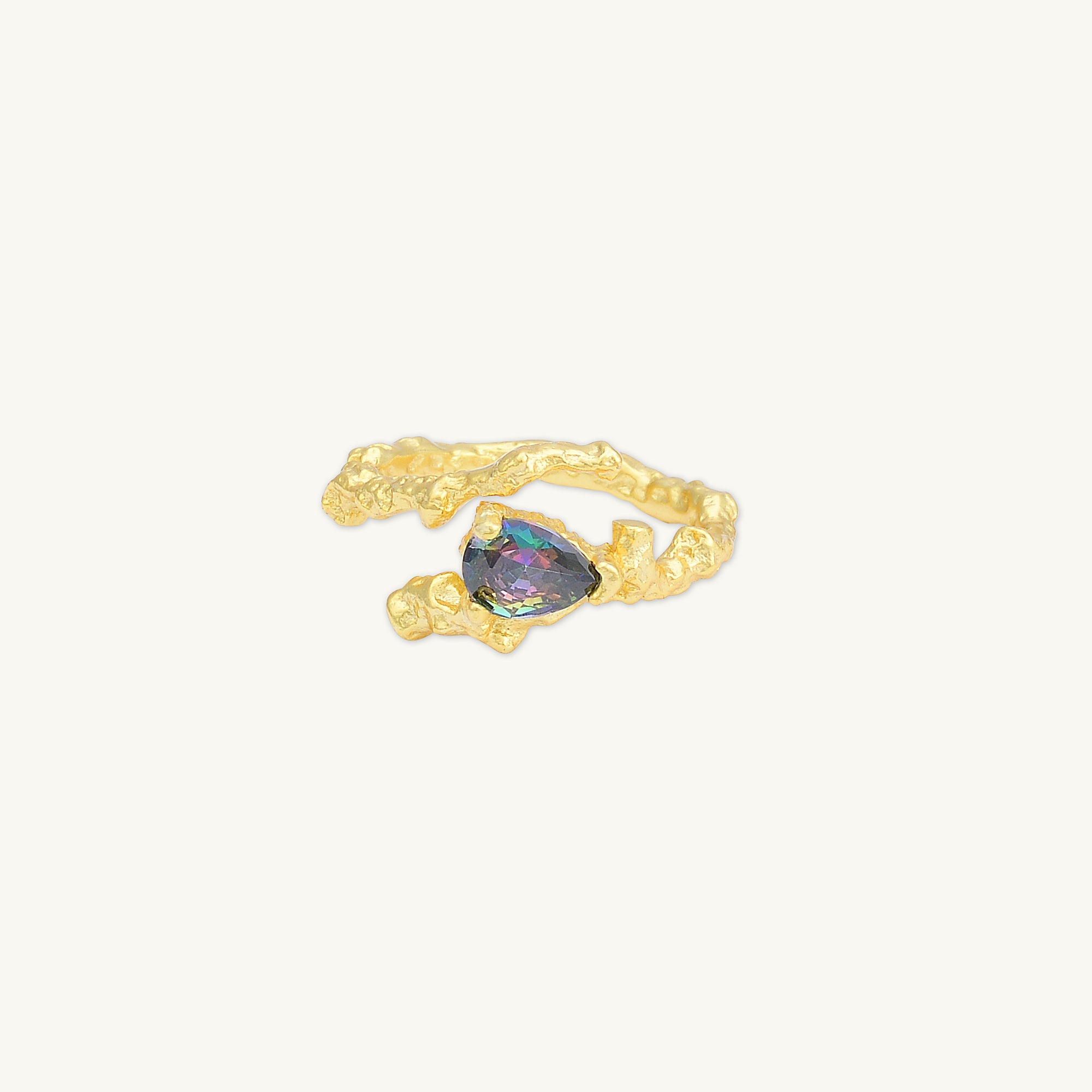 Molten Teardrop Wrap Open Ring