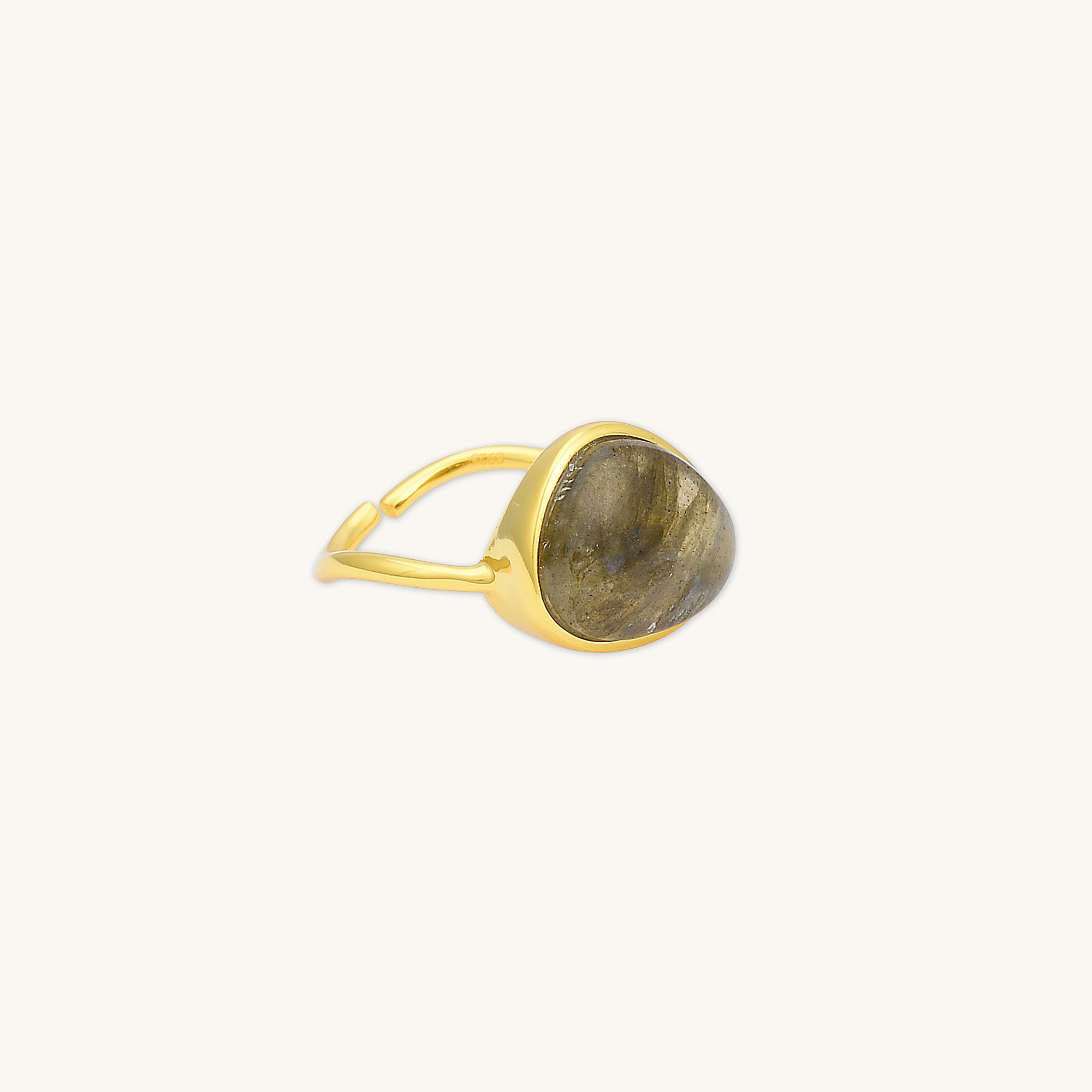 Black Moonstone Oval Statement Open Ring