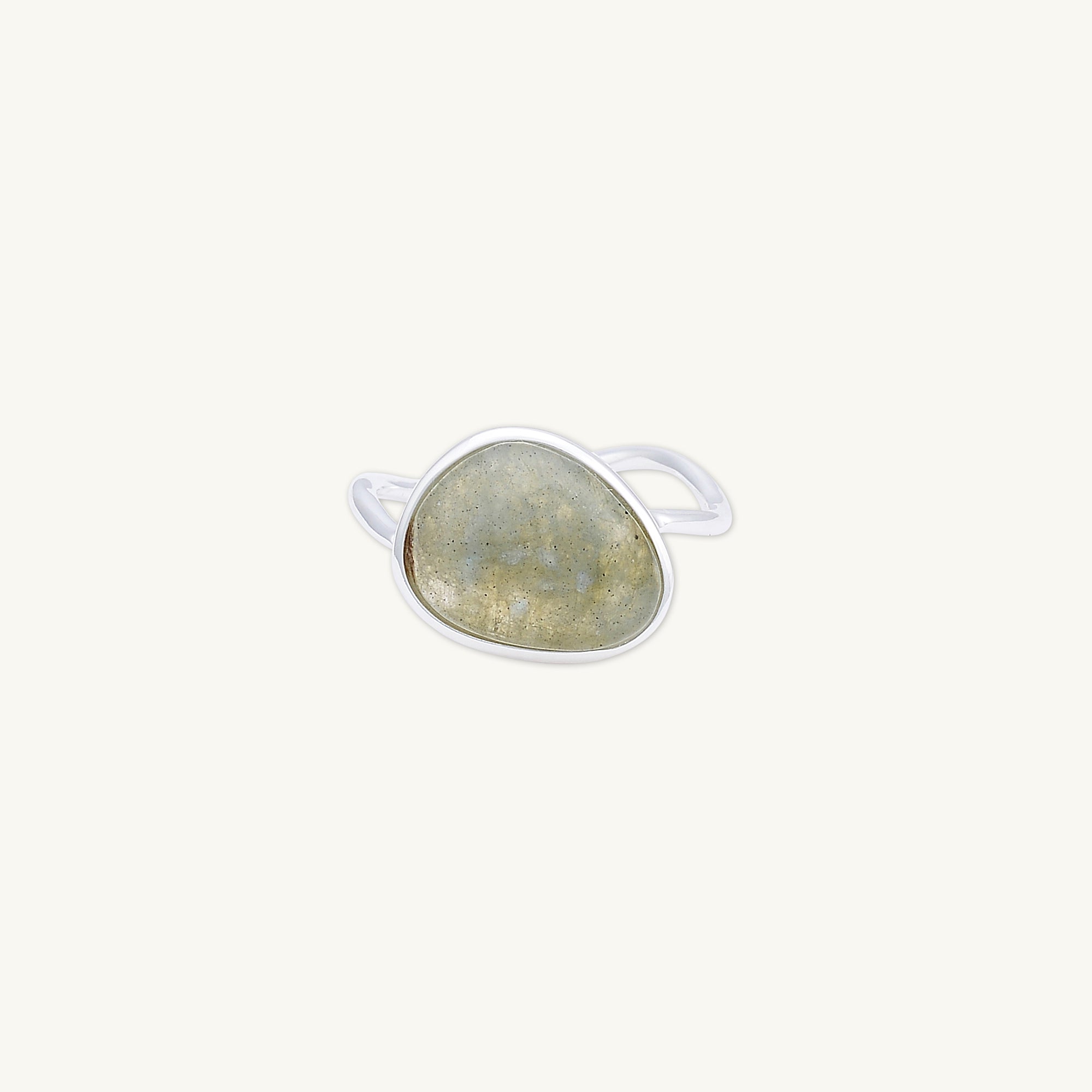 Black Moonstone Oval Statement Open Ring