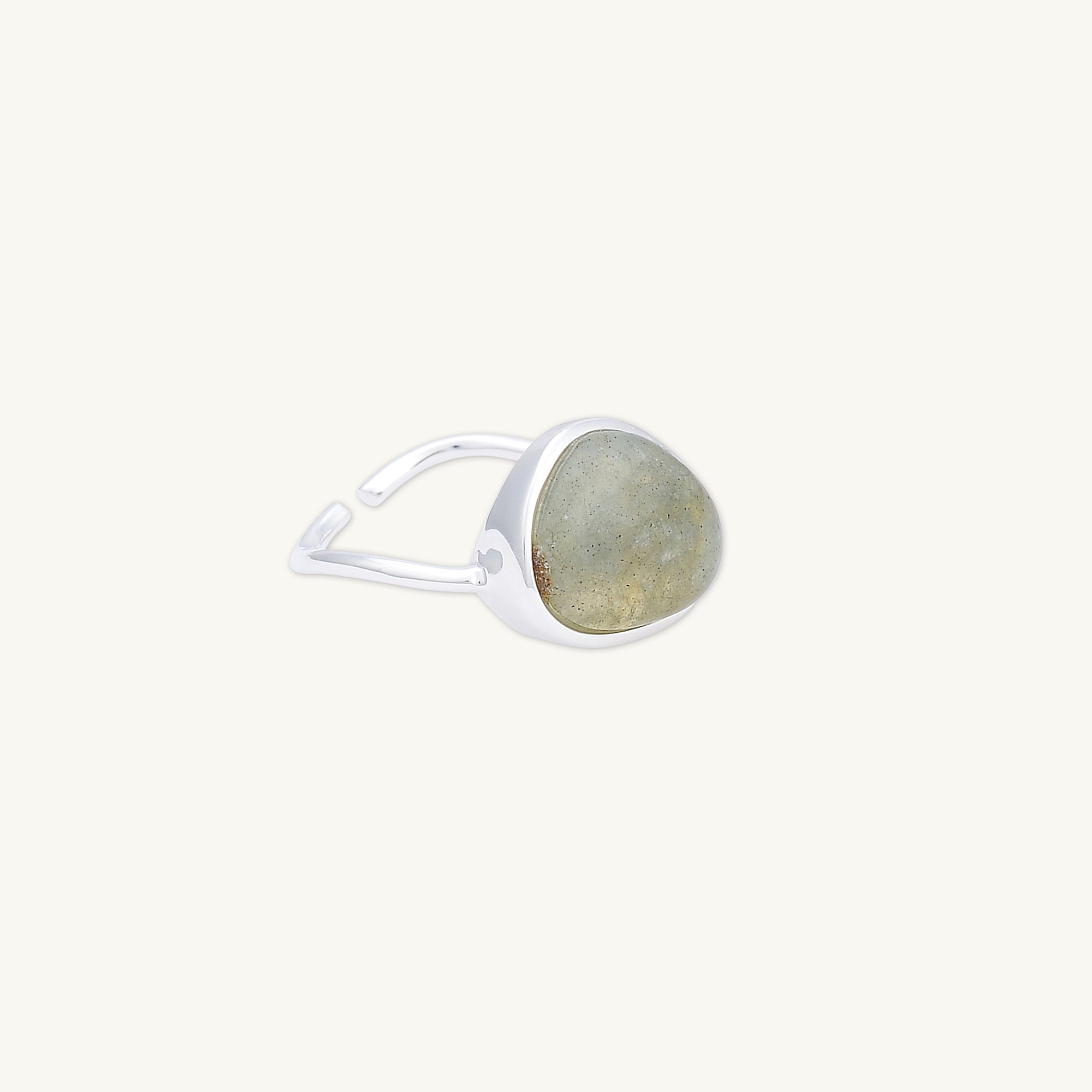 Black Moonstone Oval Statement Open Ring