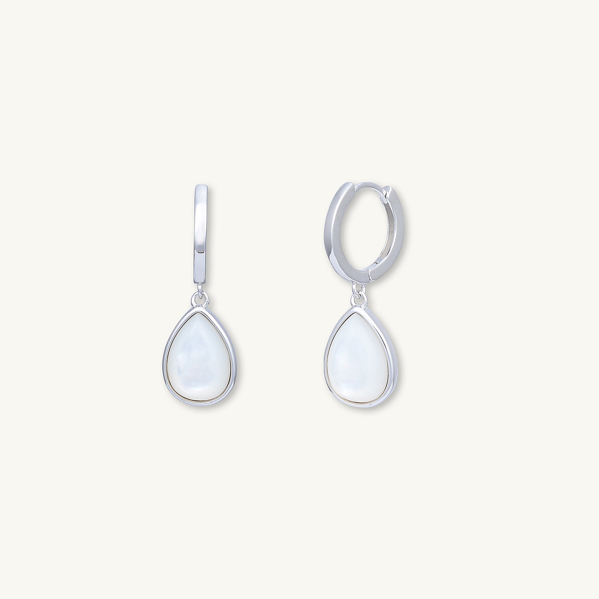 Teardrop Moonstone Huggie Hoop Earrings