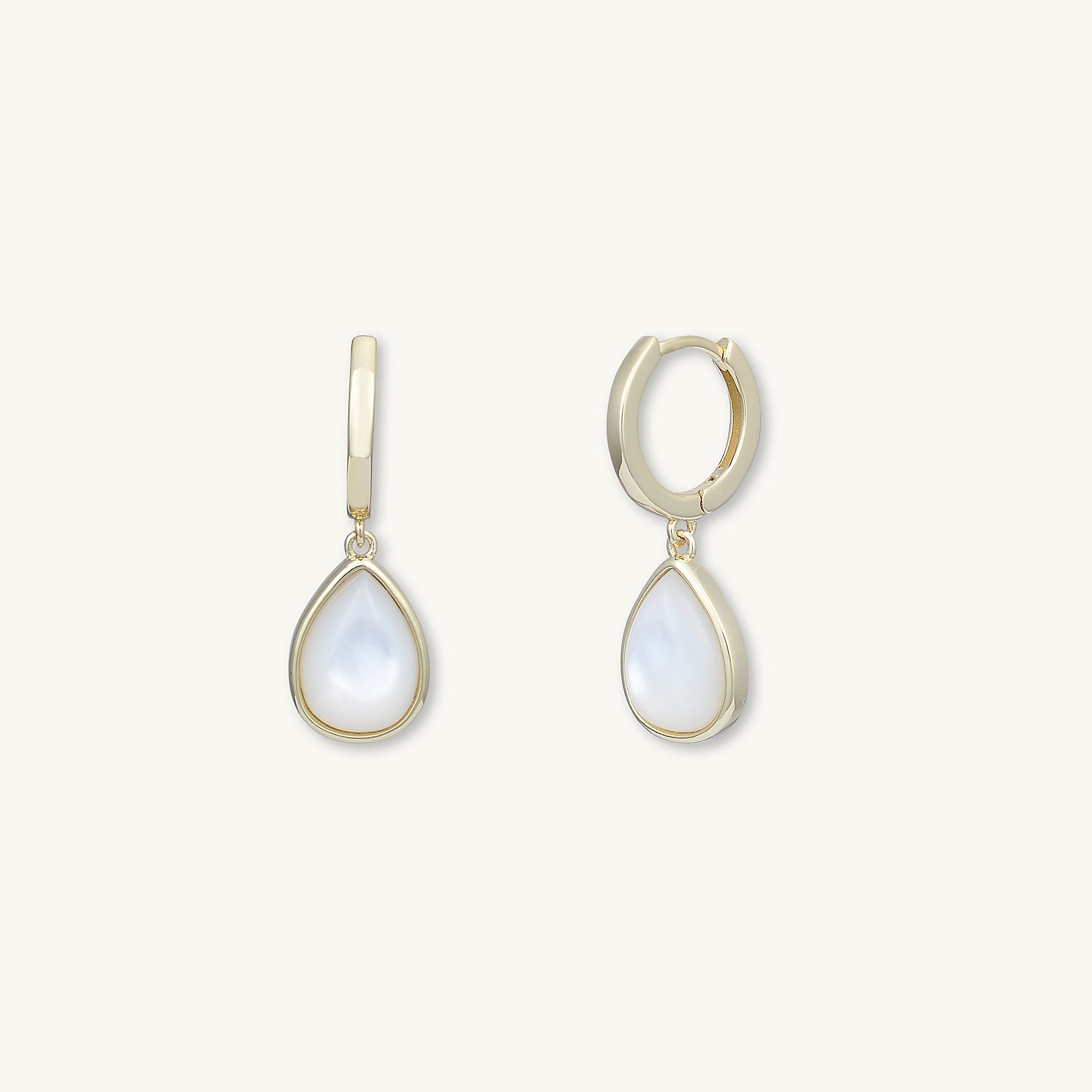 Teardrop Moonstone Huggie Hoop Earrings