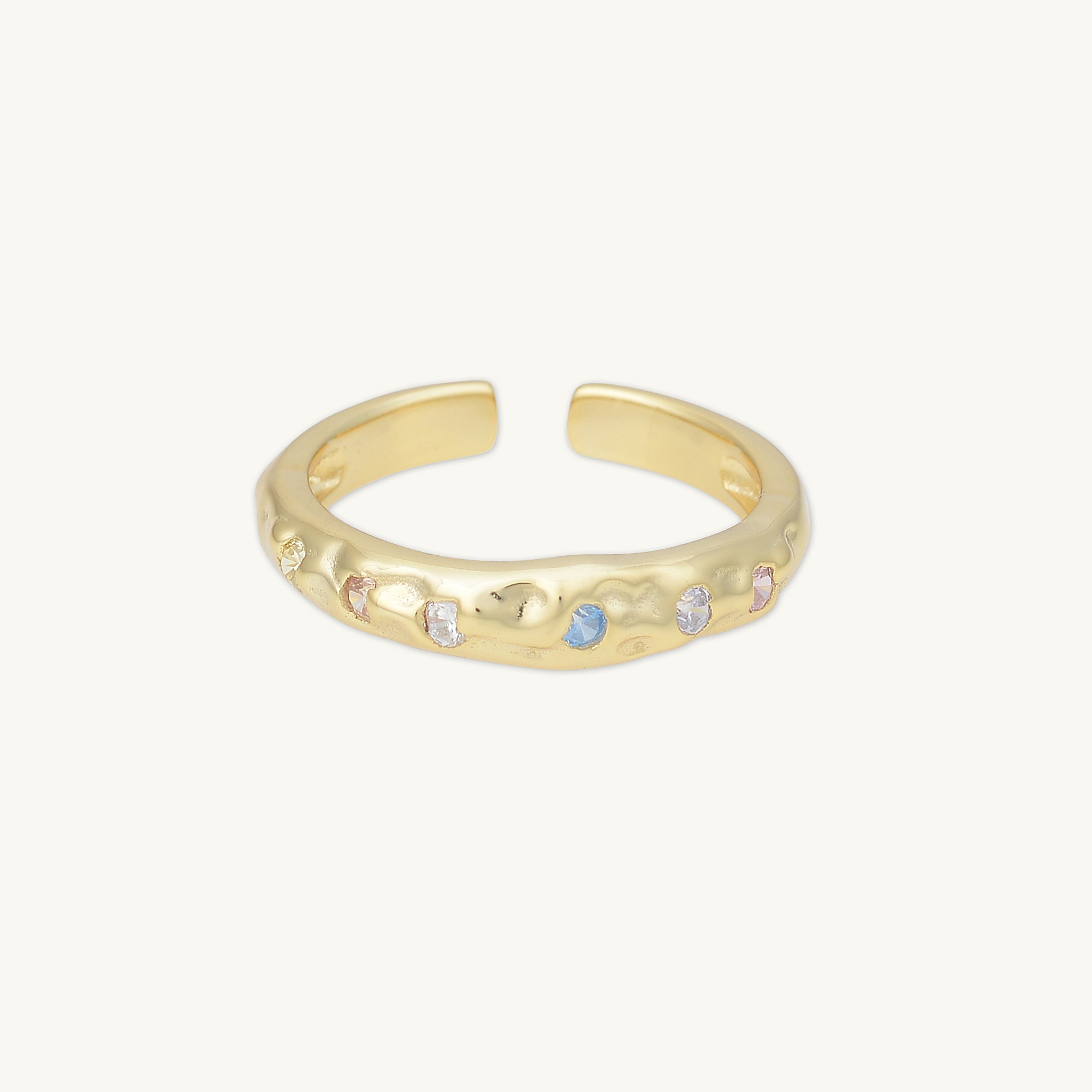 Molten Multi-Gemstone Open Ring